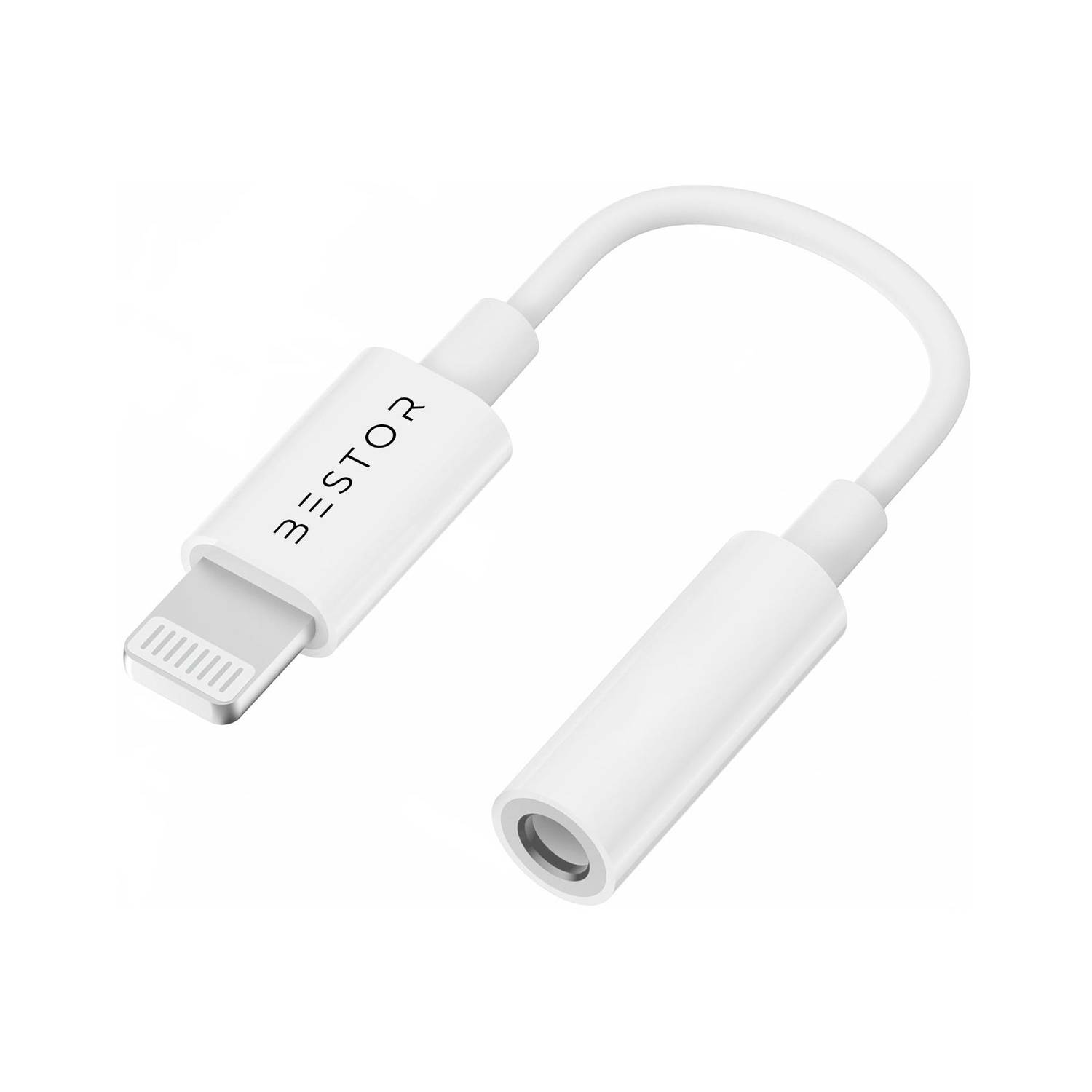 Bestor White Lightning to 3.5mm Audio Jack Converter, Plug & Play Hi-Fi DAC Adapter Phone Converter (Above Iphone 6)