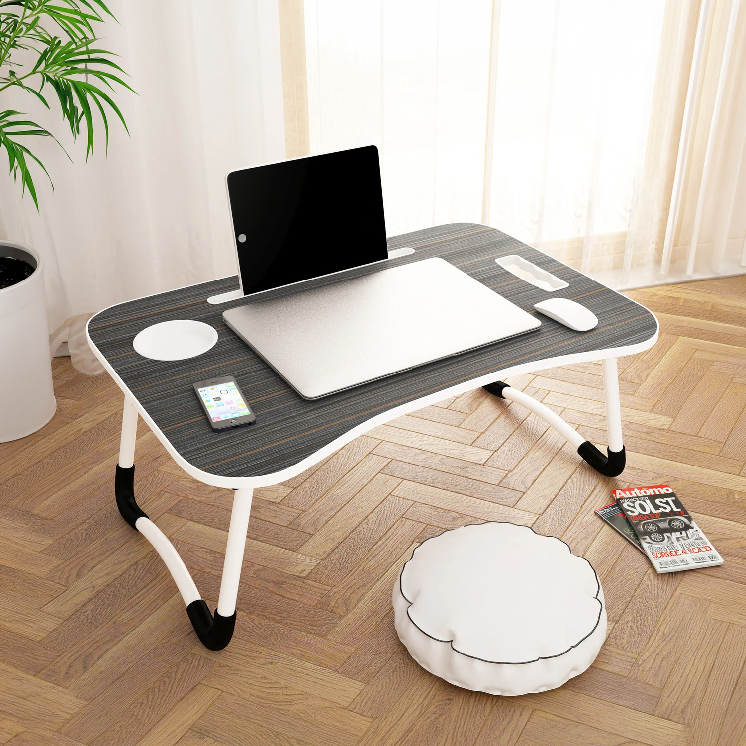 Image of Story@home LT4002 Wood Portable Laptop Table (Finish Color - Black, Pre Assembled)