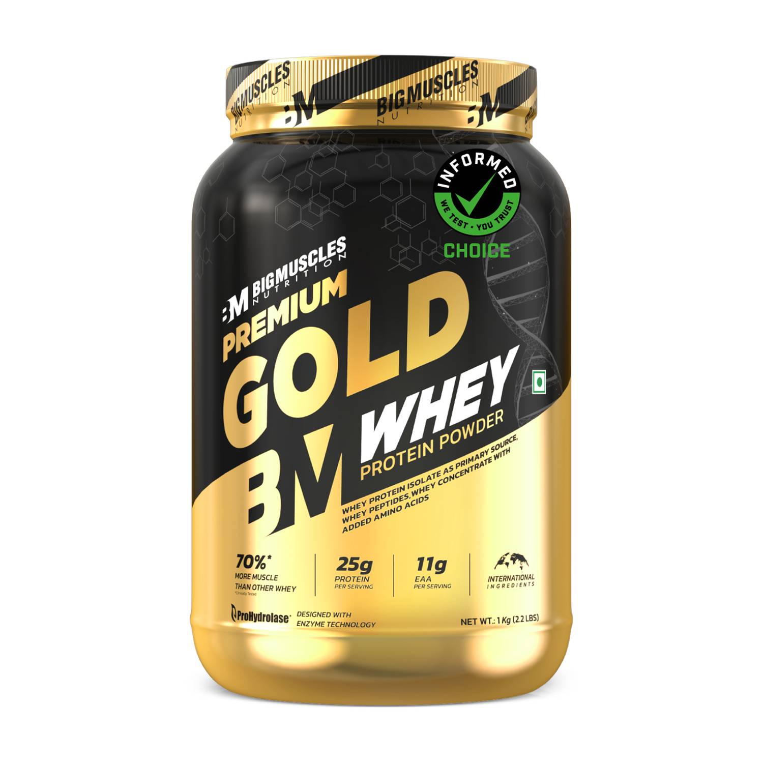 BIGMUSCLES Premium Gold Whey Protein 1 kg - Image 1