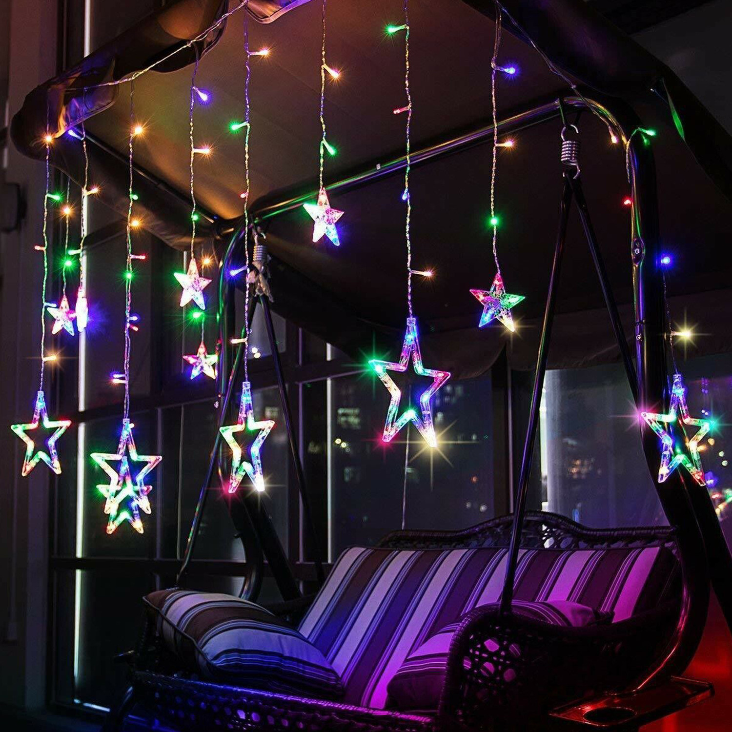 QUACE 138 LEDs 2.5 m Multicolor Steady, Flickering Star Rice Lights