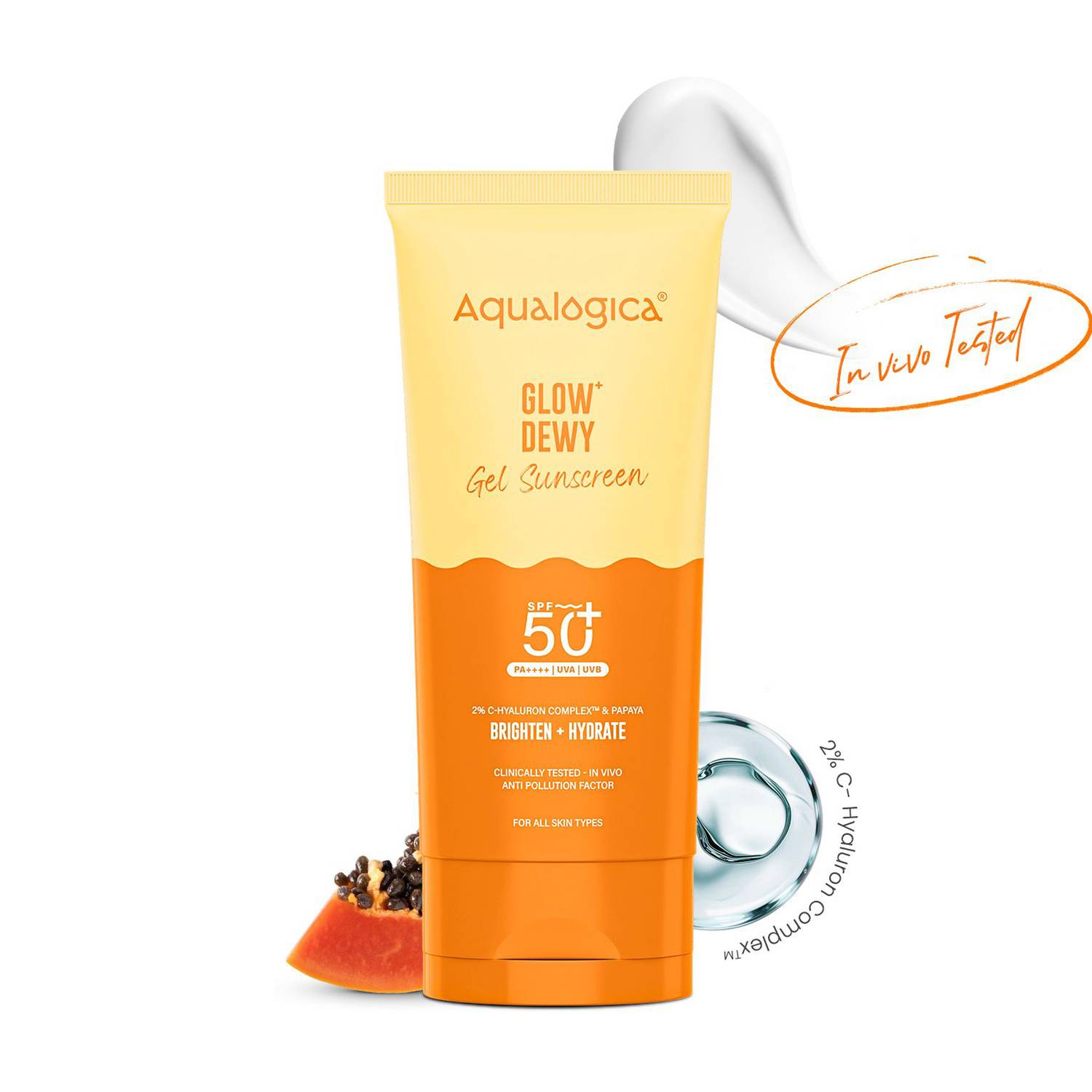 Aqualogica Sunscreen SPF 50 PA++++ Glow+ Dewy Vitamin C 50g - Image 1