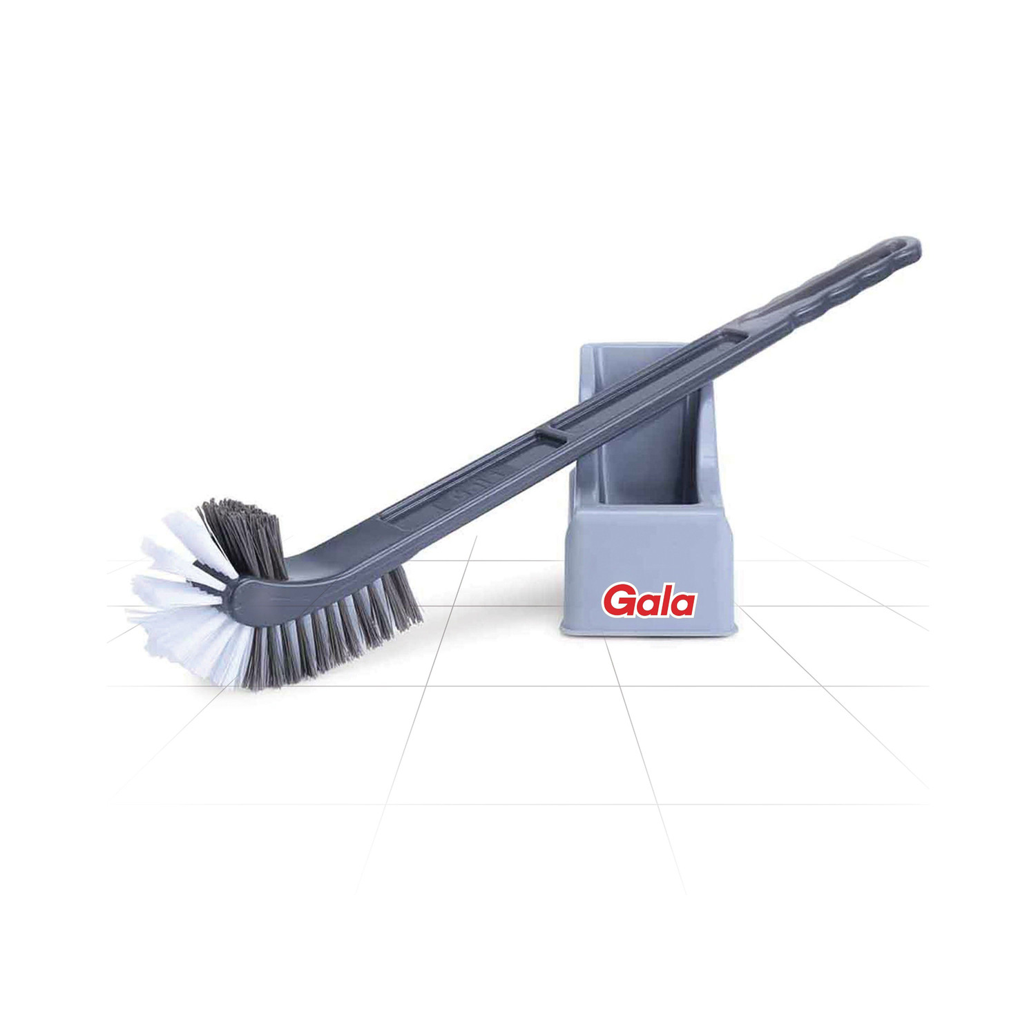 Image of GALA Double Hockey Toilet Brush with Holder (Grey)