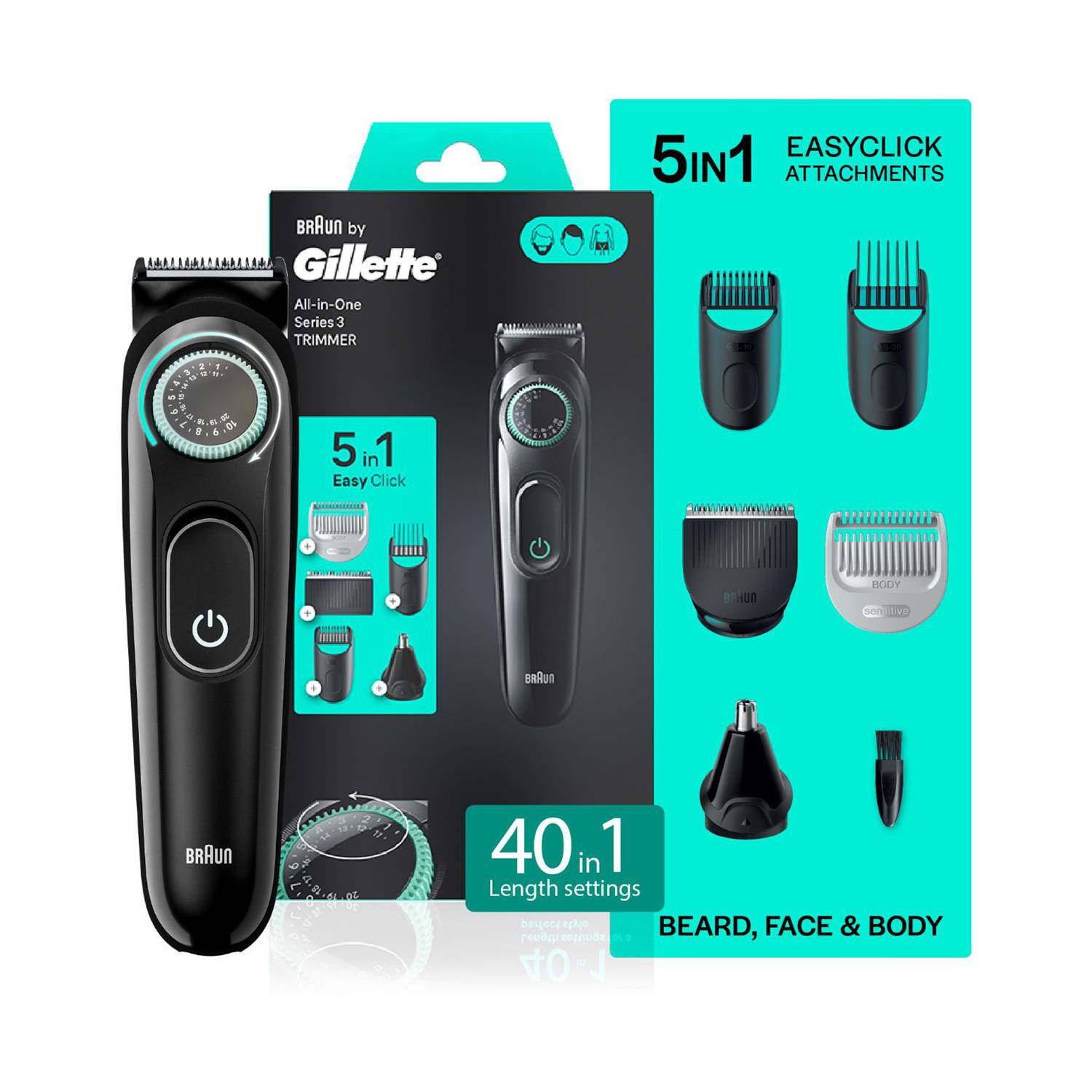 Gillette AIO3 Trimmer 50 min Runtime 40 Length Settings - Image 1
