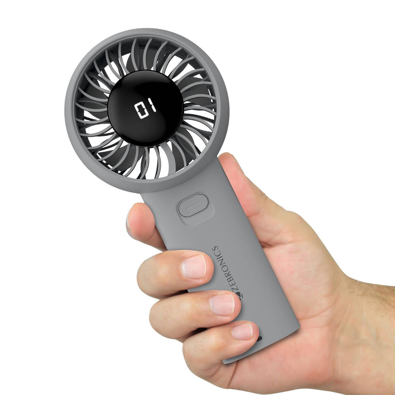 ZEBRONICS Portable Hand, Upto 12h Backup, 3600mAh Rechargeable Battery, 5 Speed Modes Zeb-Heat Buster 200 USB Fan