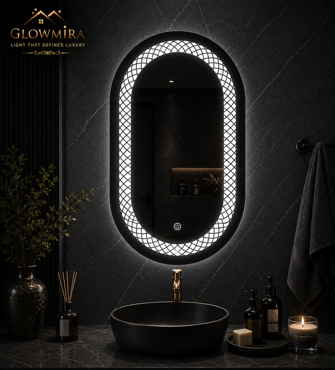 Image of Mofaro 24*18 Inch LED Wall MirrOR capsule LLP2 Bathroom Mirror
