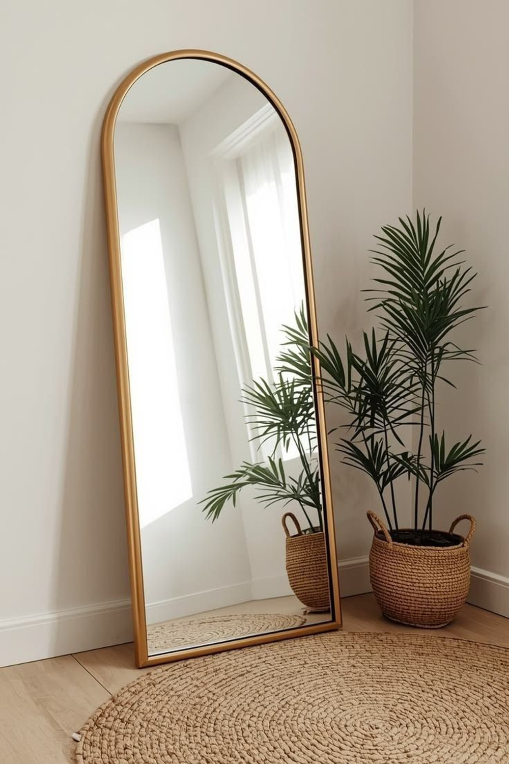 Image of GlassDarshan 5Ft Wavy Full Length Standing Mirror For Bedroom Dressing (Gold) Decorative Mirror