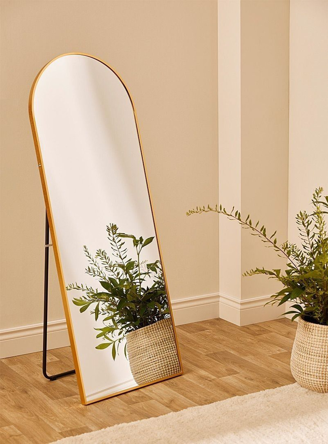 Image of GlassDarshan 5Ft Wavy Full Length Standing Mirror For Bedroom Dressing (Gold) Decorative Mirror