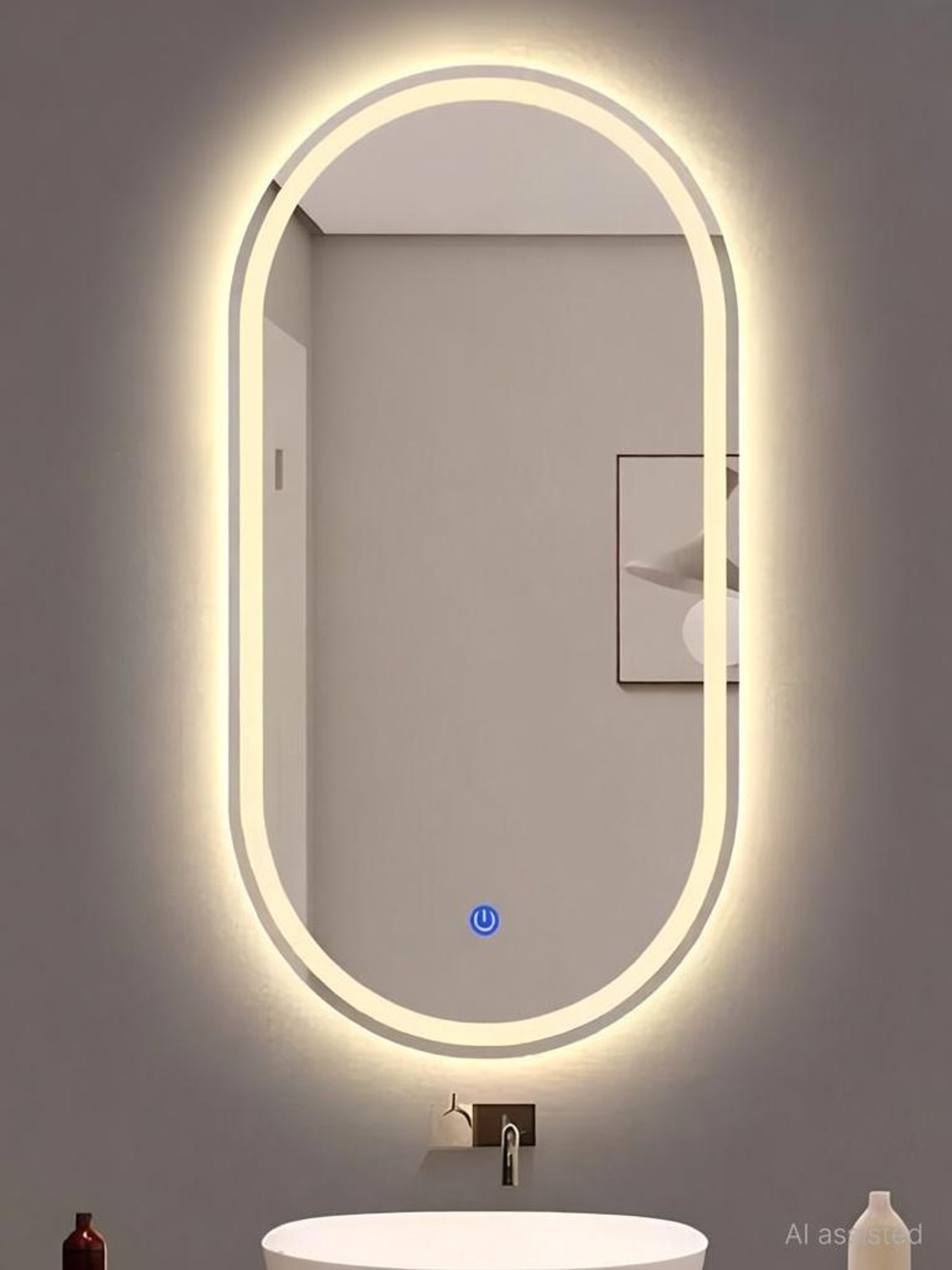 Image of NABAB Capsul DesignerLED Mirror For Bathroom Size 18x24, Decorative Mirror with Lights Bathroom Mirror