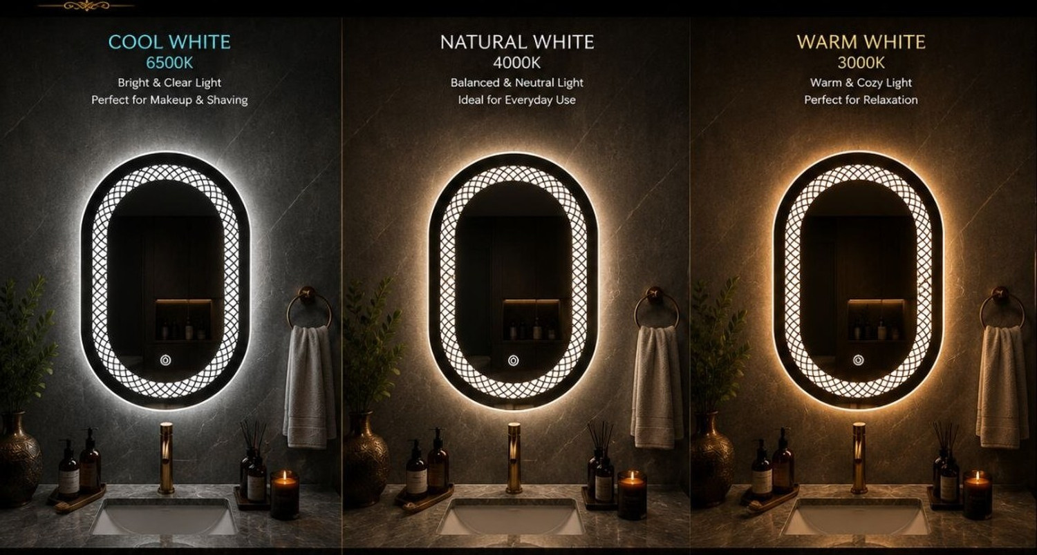 Image of SANIF Capsul cut LED Mirror For Bathroom Size 18x24, Decorative Mirror with Lights Bathroom Mirror
