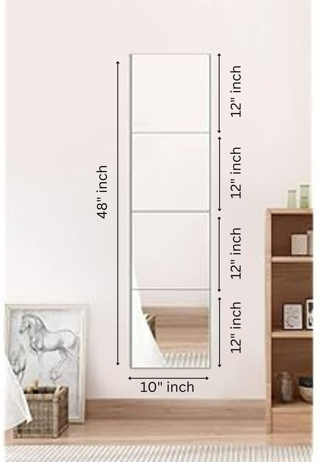 Image of Gaperz Full Length Mirror, Long Shape Mirror, 10 inch Inch x 48 inch Inch Mirror Decorative Mirror