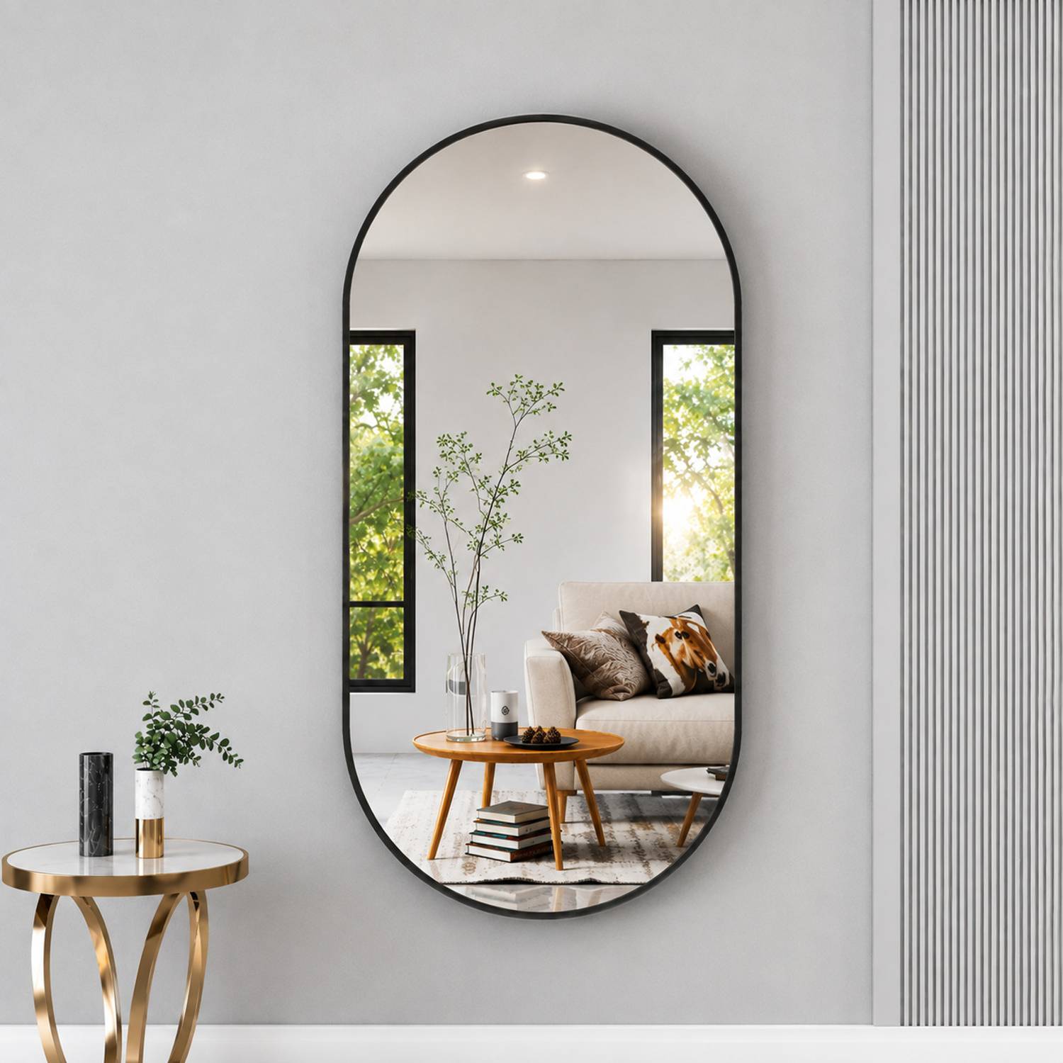LUPPRA 12x18 Inches Frameless Capsule Wall Mirror - Image 1