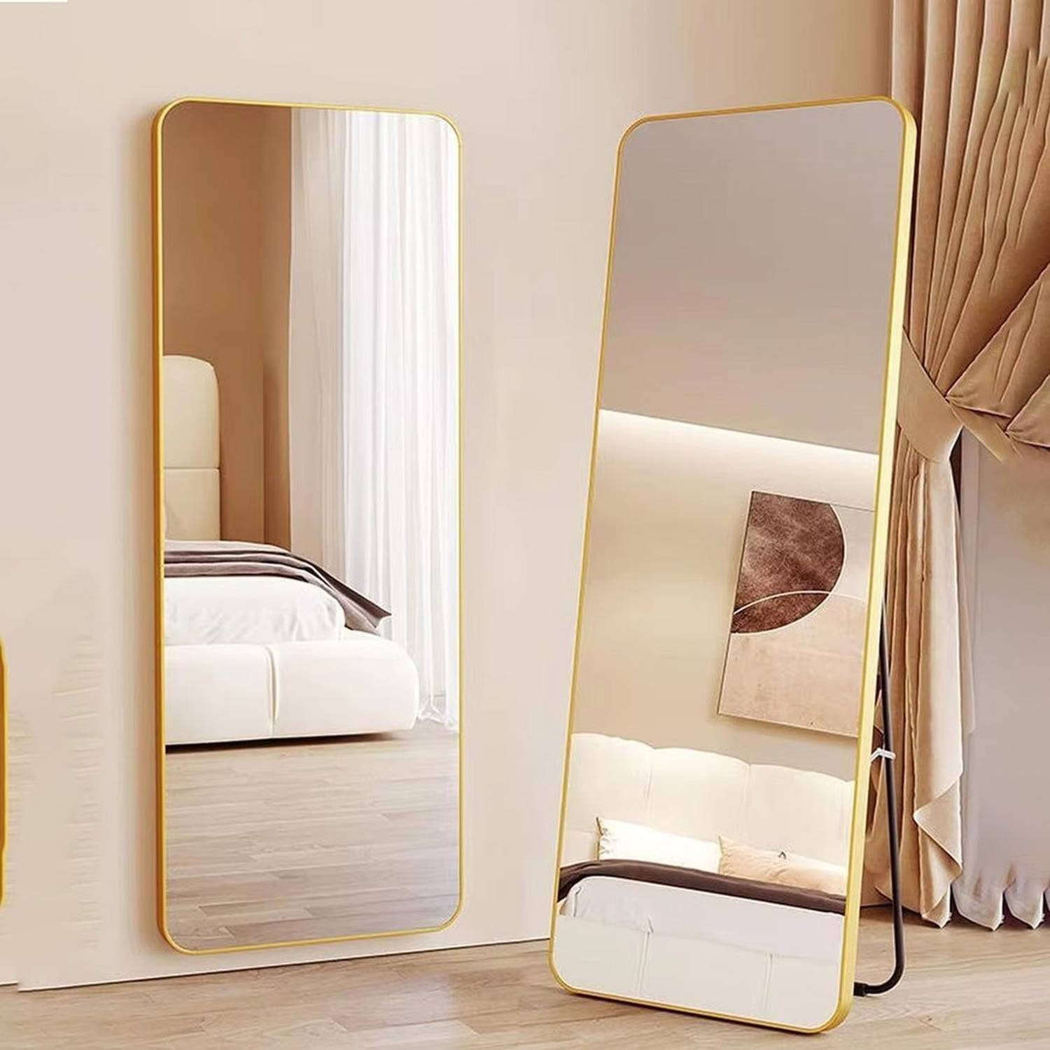 HDGLASS 18x60 Inch Gold Aluminium Frame Standing Mirror - Image 3