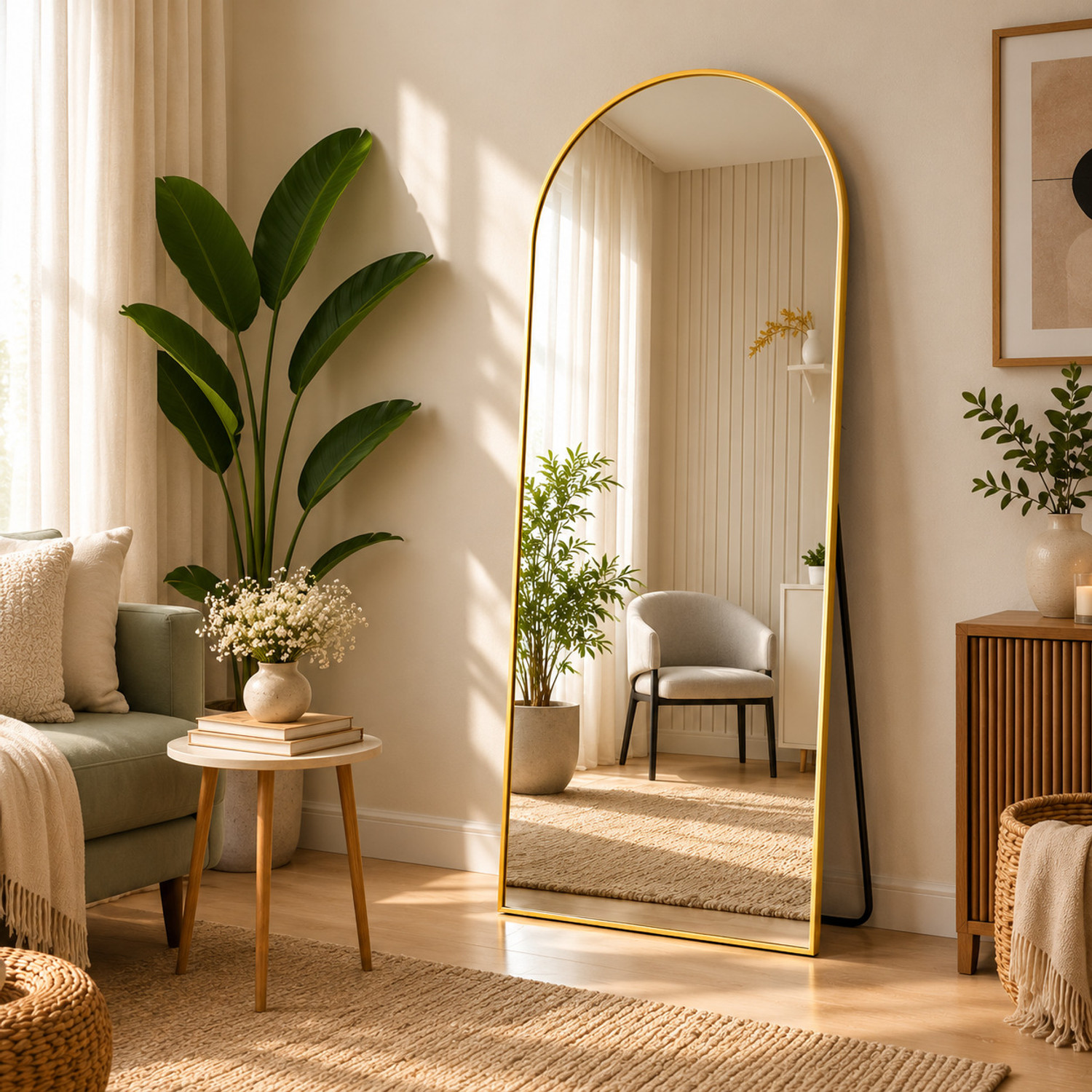 LUPPRA Arched Full Length Mirror - Gold Frame (155 x 45 cm) Decorative Mirror