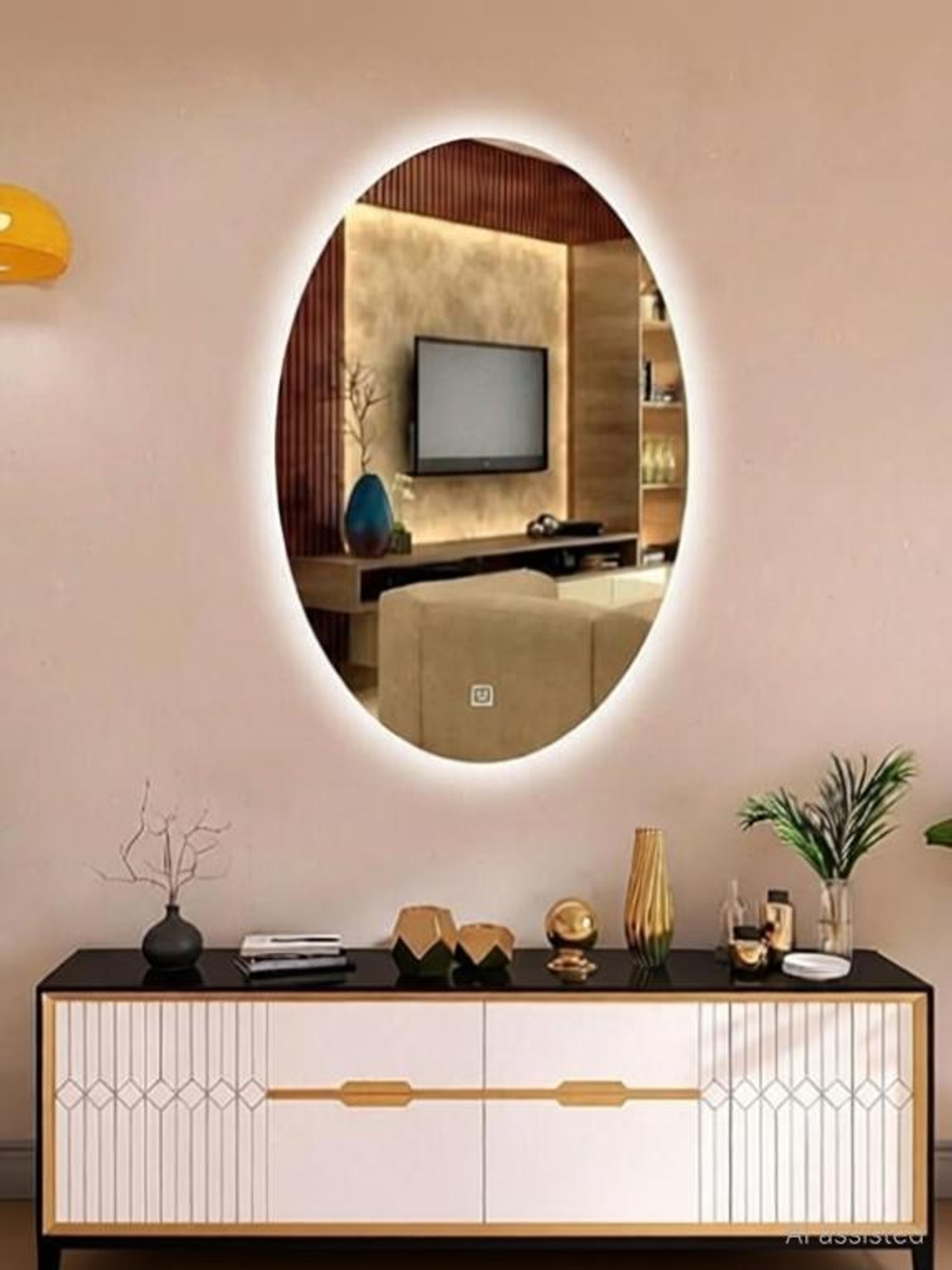 Image of KRELIX 12x18 Inch Oval Led Light Wall Decor Makeup Room 40 Bathroom Mirror