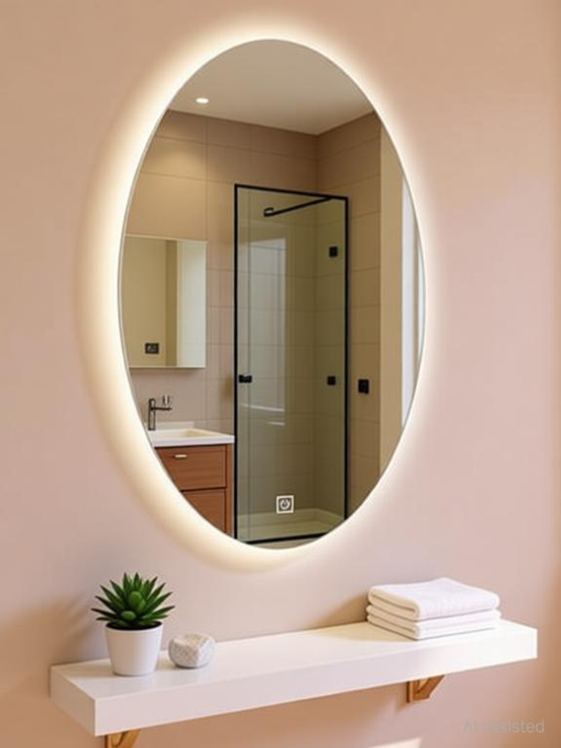 Image of KRELIX 12x18 Inch Oval Led Light Wall Decor Makeup Room 40 Bathroom Mirror