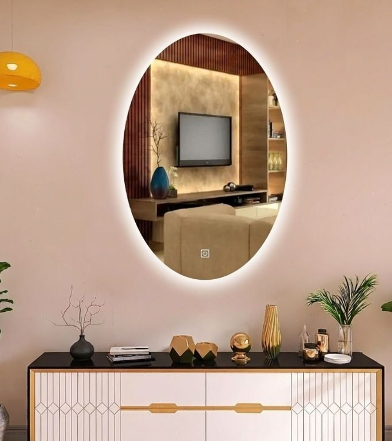 Image of KRELIX 12x18 Inch Oval Led Light Wall Decor Makeup Room 40 Bathroom Mirror