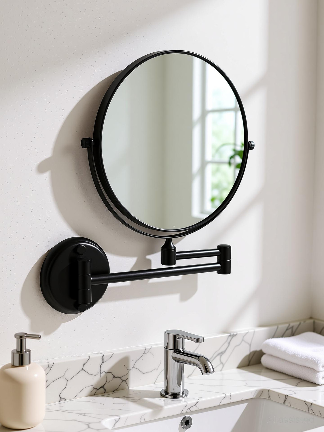 Image of Impulse by Plantex Brass & SS-304 Makeup /Magnifying Mirror for Bathroom /8 Inch /5x /1x-Magnification Bathroom Mirror