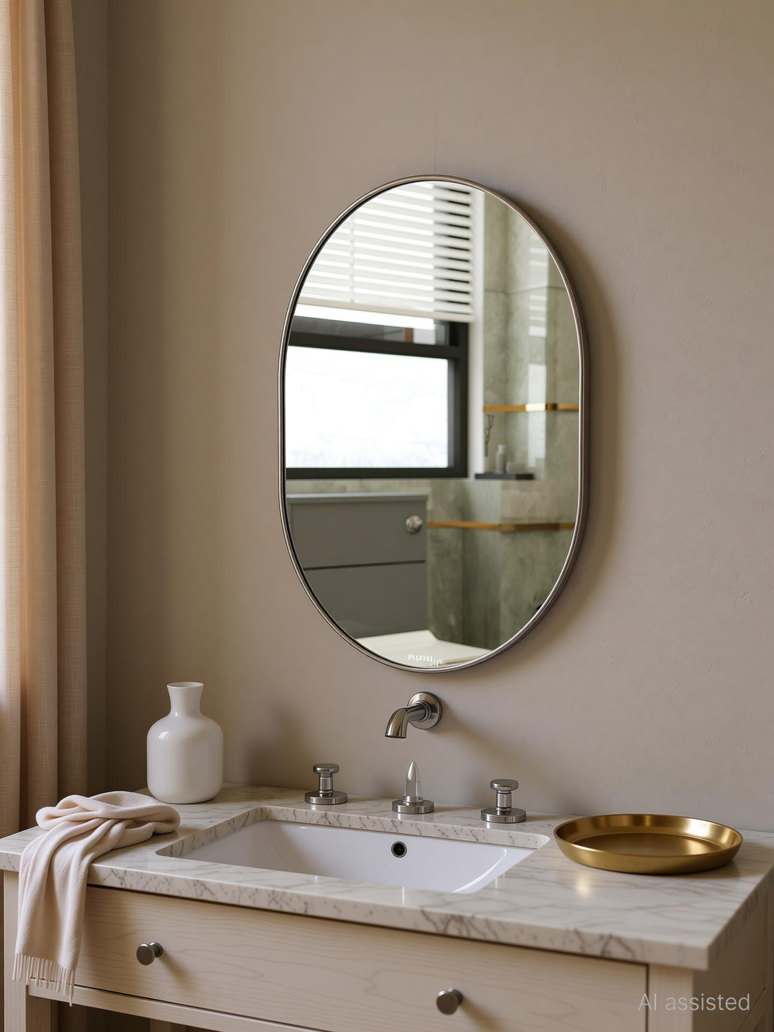 Image of Plantex Bathroom Mirror /Wall Mounted Mirror for Bedroom /Living Room /Wash Basin-(18x12in) Bathroom Mirror