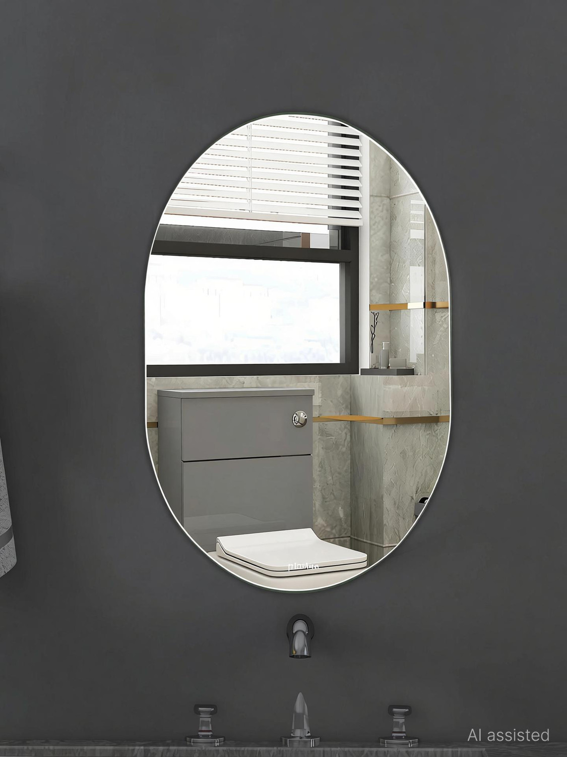 Image of Plantex Bathroom Mirror /Wall Mounted Mirror for Bedroom /Living Room /Wash Basin-(18x12in) Bathroom Mirror