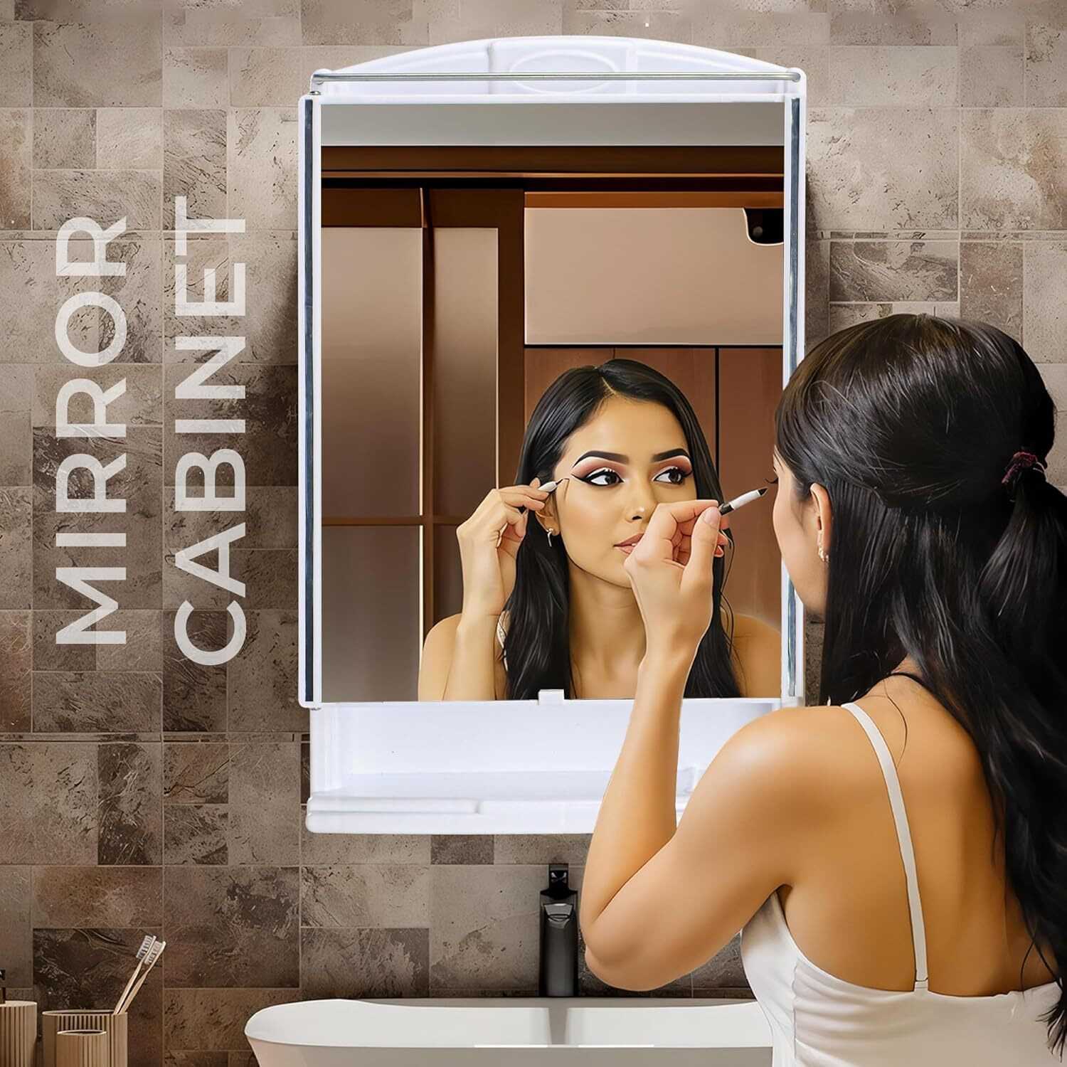 Image of LUPPRA Space-Saving Wall Cabinet with Mirro Bathroom Mirror