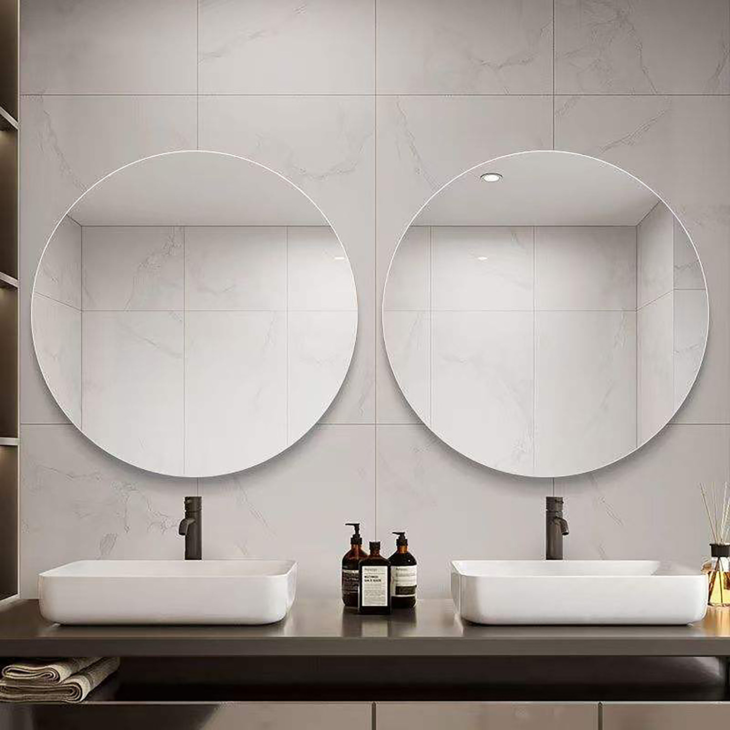 Image of SAINI DARPAN Classic Round Wall Mirror | Bathroom Vanity Mirror | Premium Glass Finish 12Inch Bathroom Mirror
