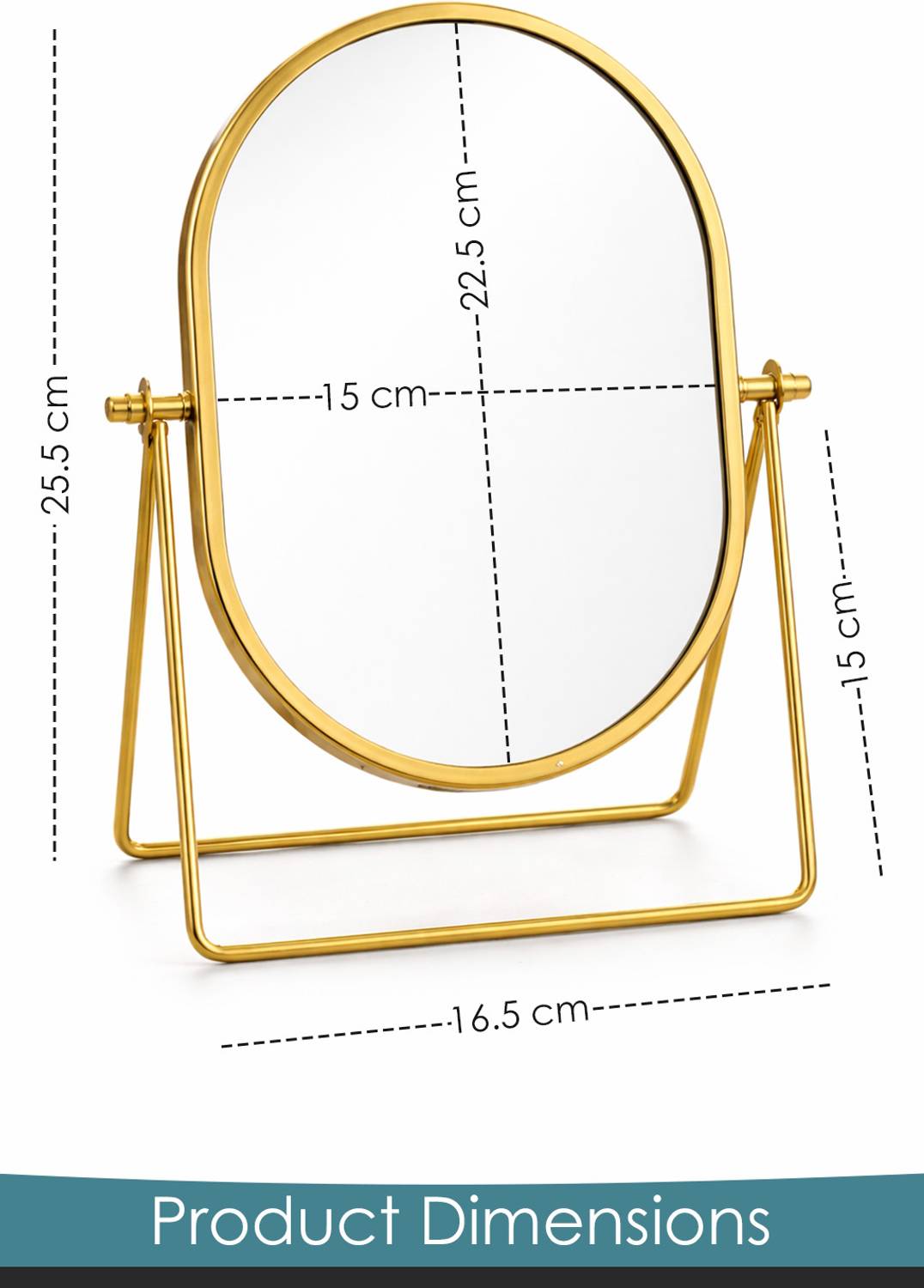 HEHARI Gold Oval Desk Makeup Mirror - Image 4