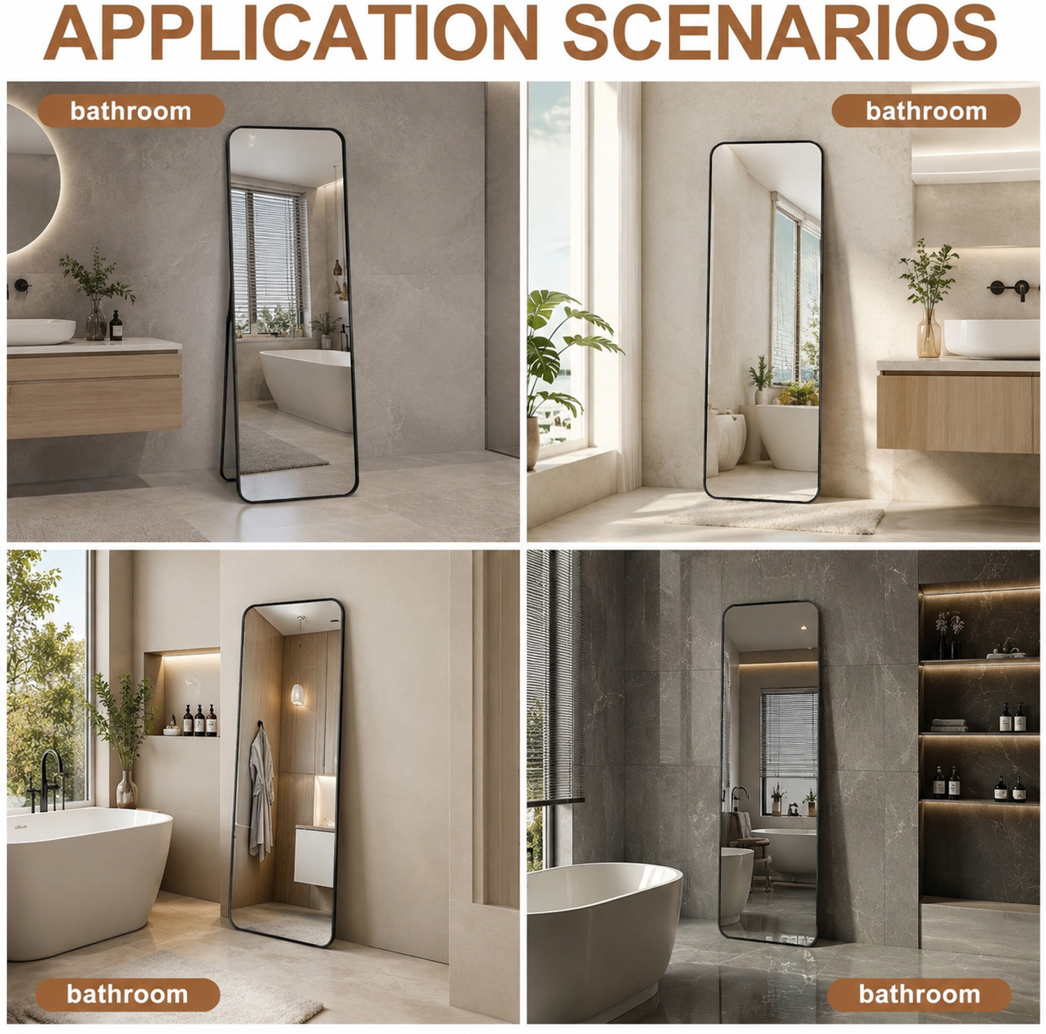 Image of LUPPRA Rectangle Full Length Mirror 150X40 Bathroom Mirror