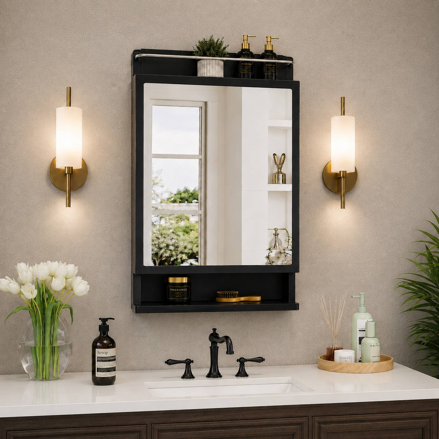 LUPPRA Wall Mounted Storage Cabinet with Mirror - Image 1