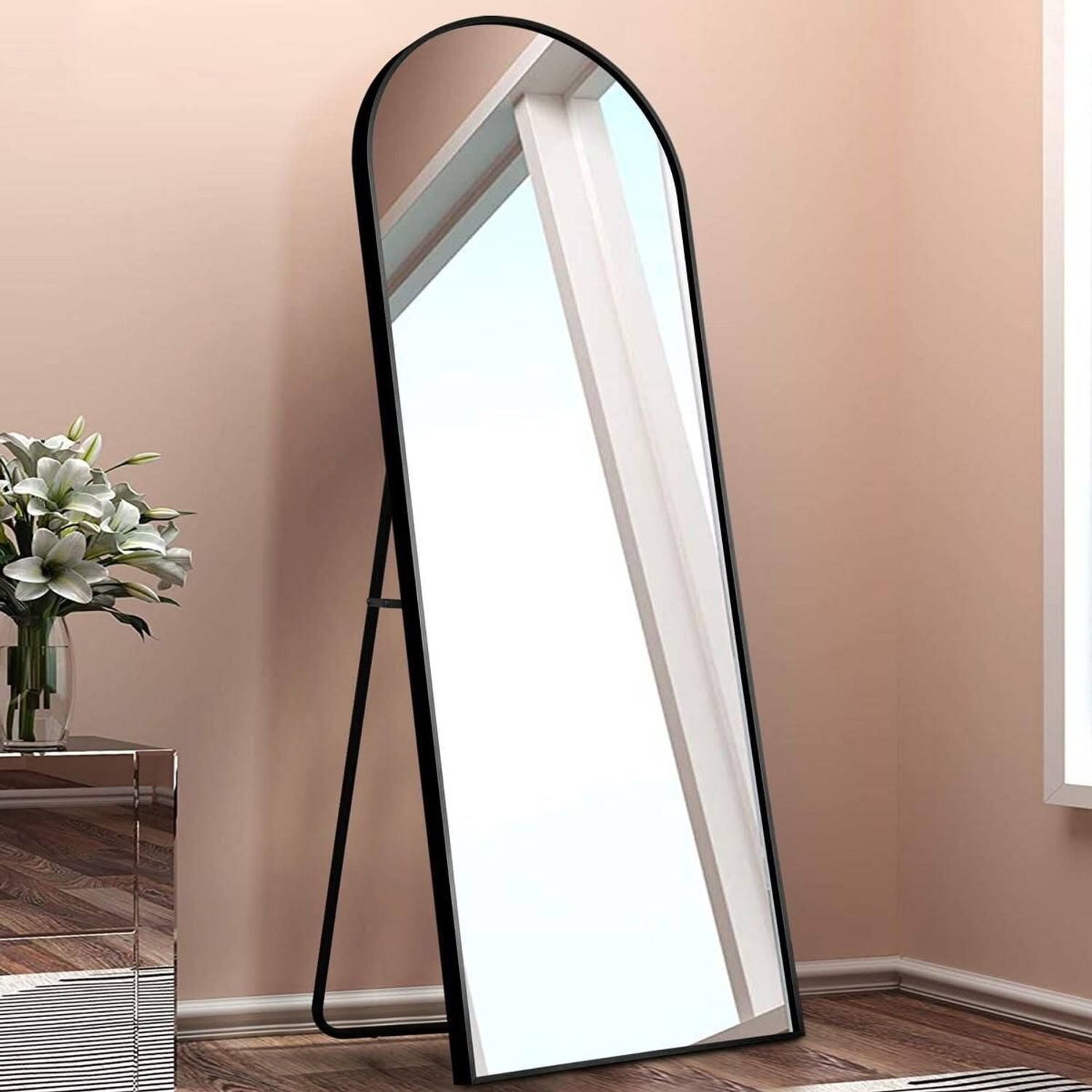 Image of Hariglass 5Ft Wavy Full Length Standing Mirror For Bedroom Dressing (White) Decorative Mirror