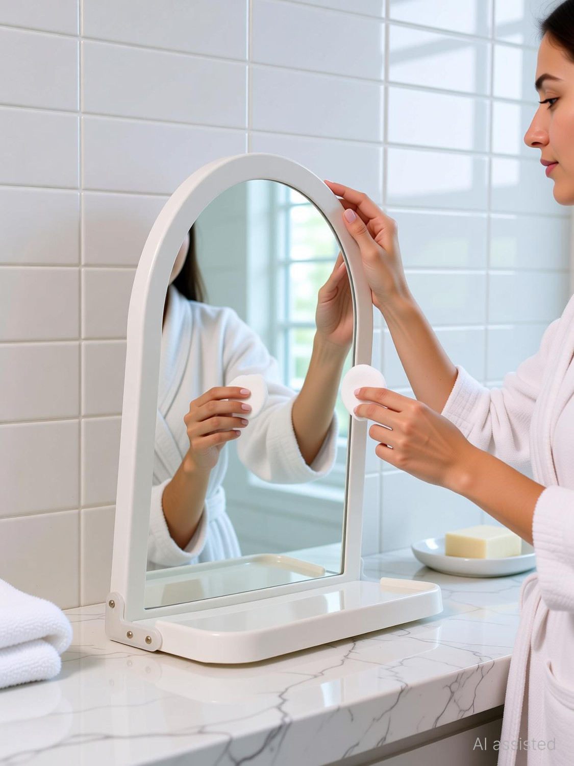 Image of mjc White Arc with Shelf Bathroom Mirror