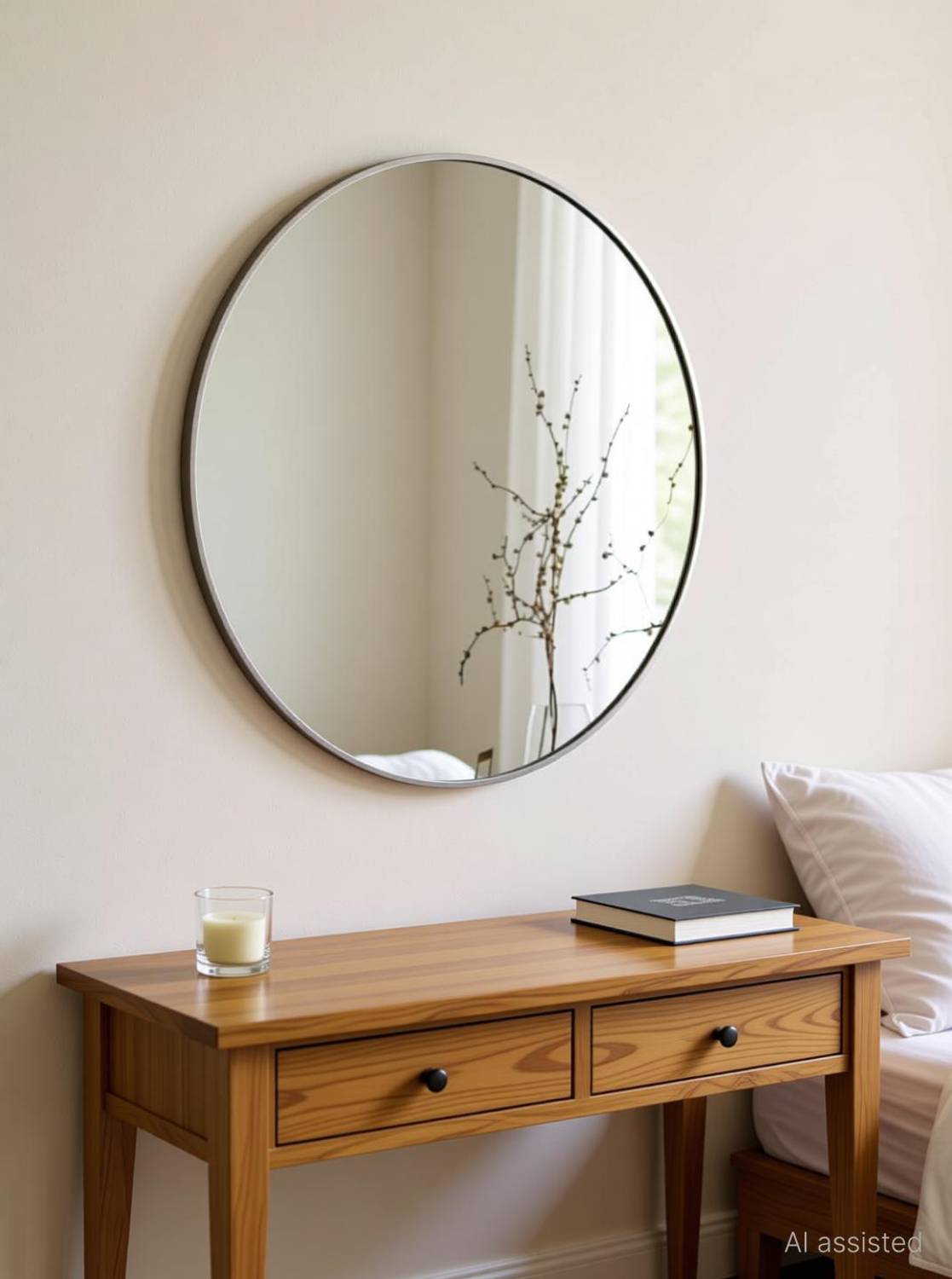 ARYAANSH 3.5 MM round 12" inch Decorative Mirror For Bedroom, Bathroom and living Room. Decorative Mirror