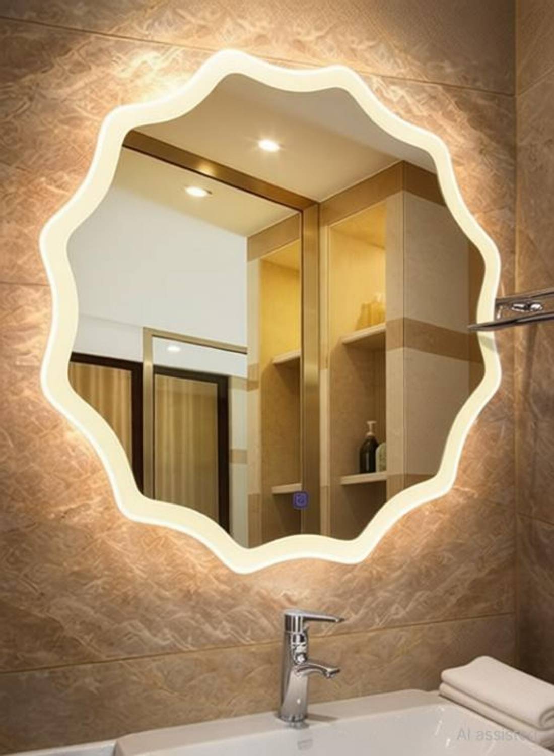 ARC 3D Modern Circular 21 inch 3-Mode Lighted Mirror - Image 2
