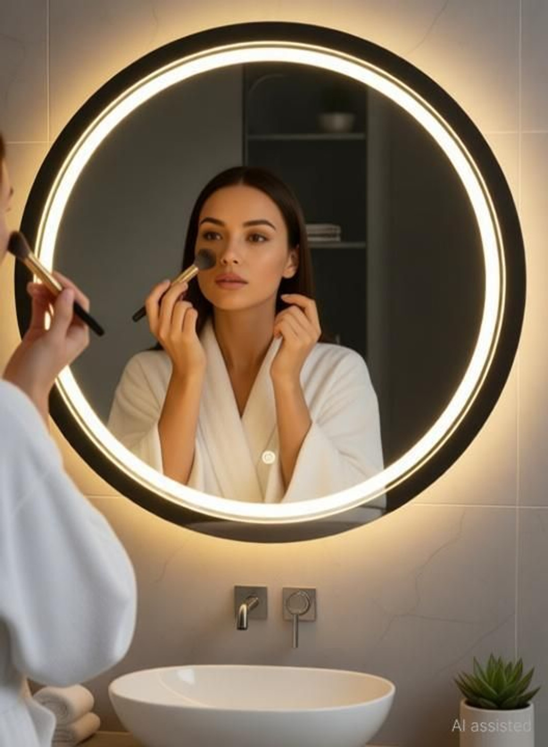 Image of Mofaro LED circular 18*18 Inch LED Wall MirrOR l1 Bathroom Mirror