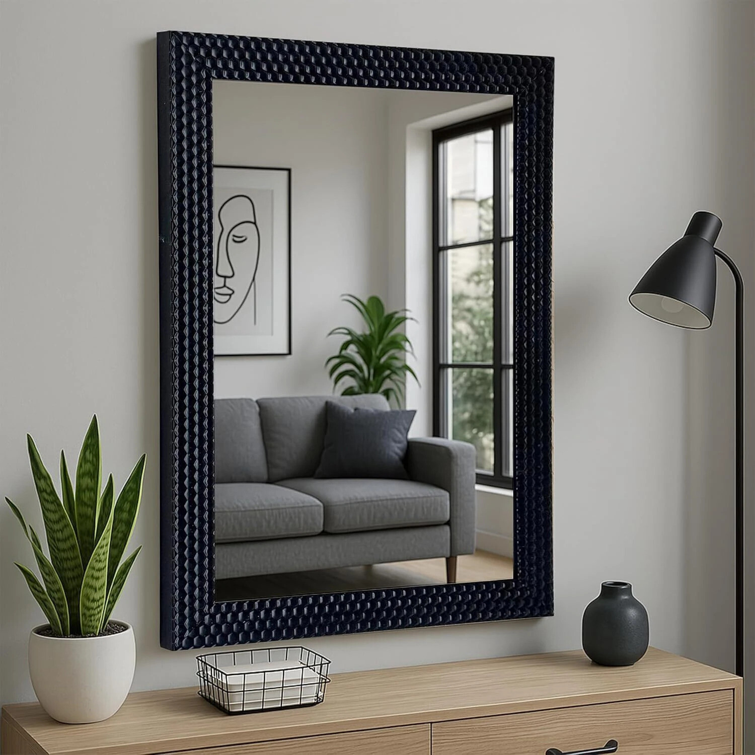 Image of Art Street Wall Decorative Bevelled Contemporary Style Mirror for Bathroom & Home Decor Decorative Mirror