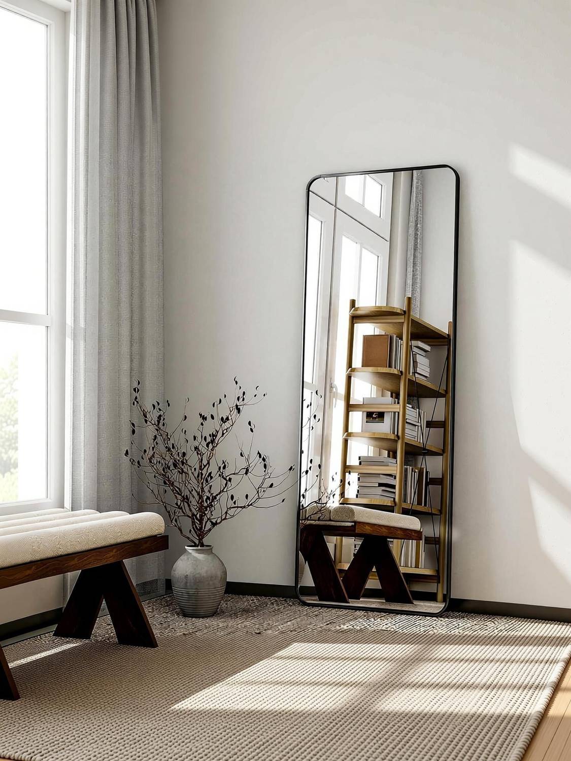 ARTMENT Vista Arched Floor Black Frame Mirror (150 X 40 CM) - Image 4