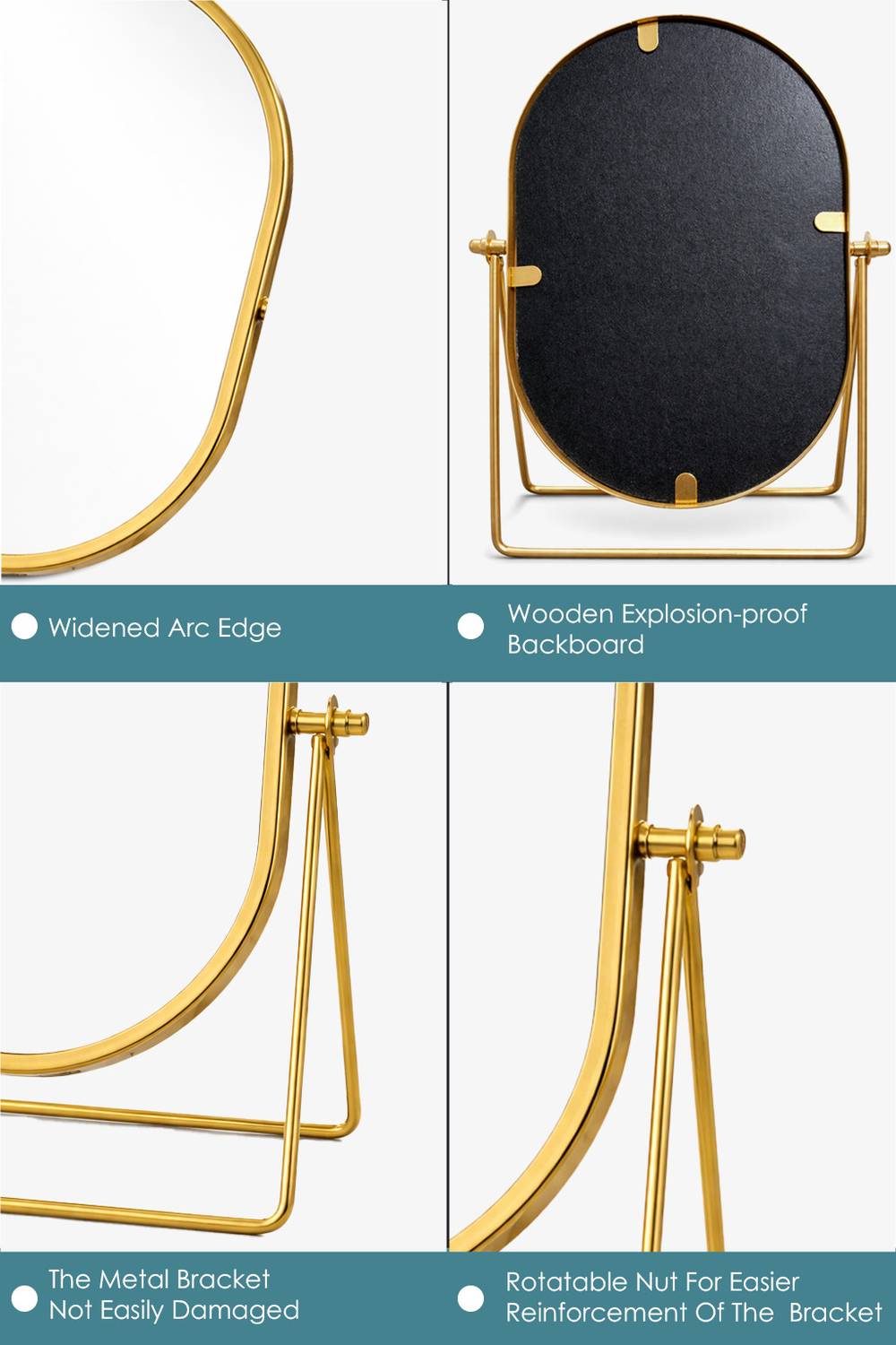 HEHARI Gold Oval Desk Makeup Mirror - Image 5