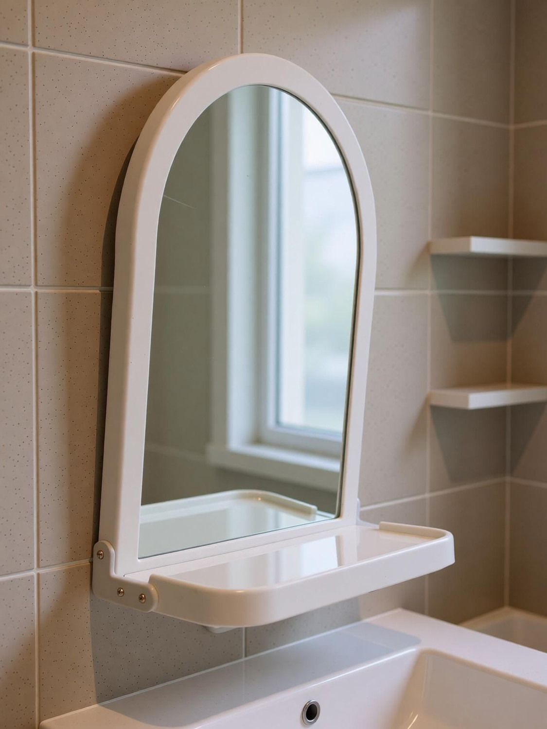 Image of mjc White Arc with Shelf Bathroom Mirror