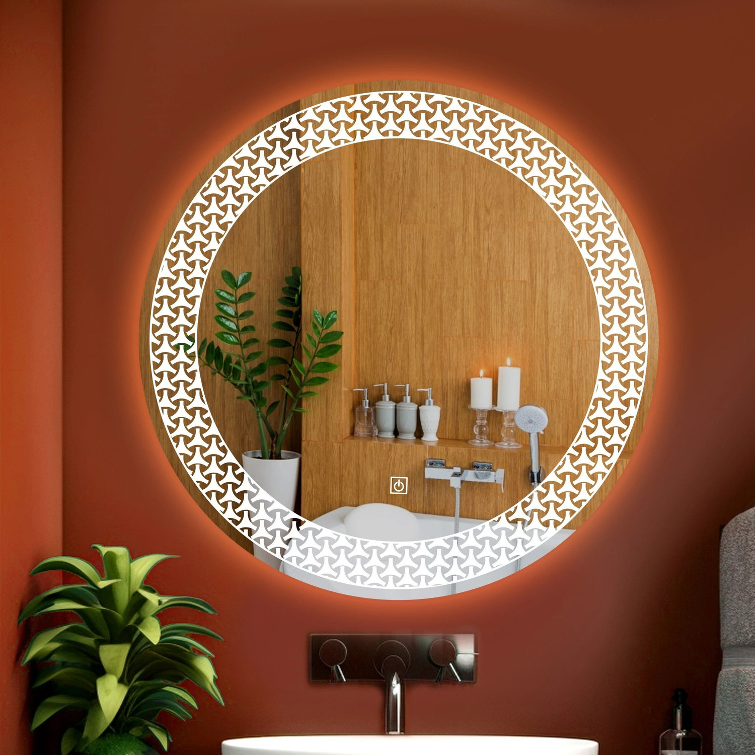 Image of LUPPRA 24x24 Inch Wall-Mounted LED Mirror with Smart Sensor Bathroom Mirror