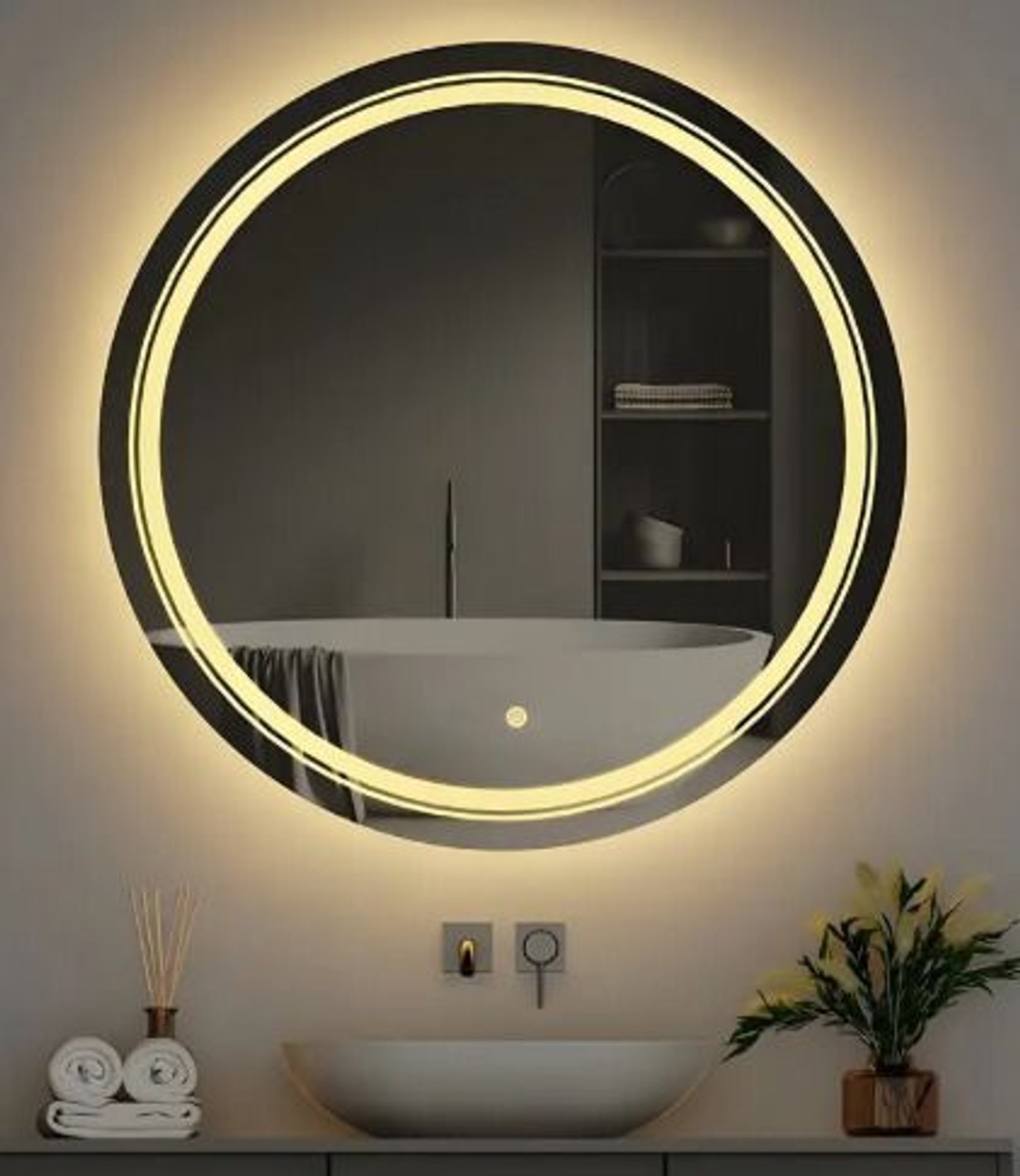 Image of Mofaro LED circular 18*18 Inch LED Wall MirrOR l1 Bathroom Mirror
