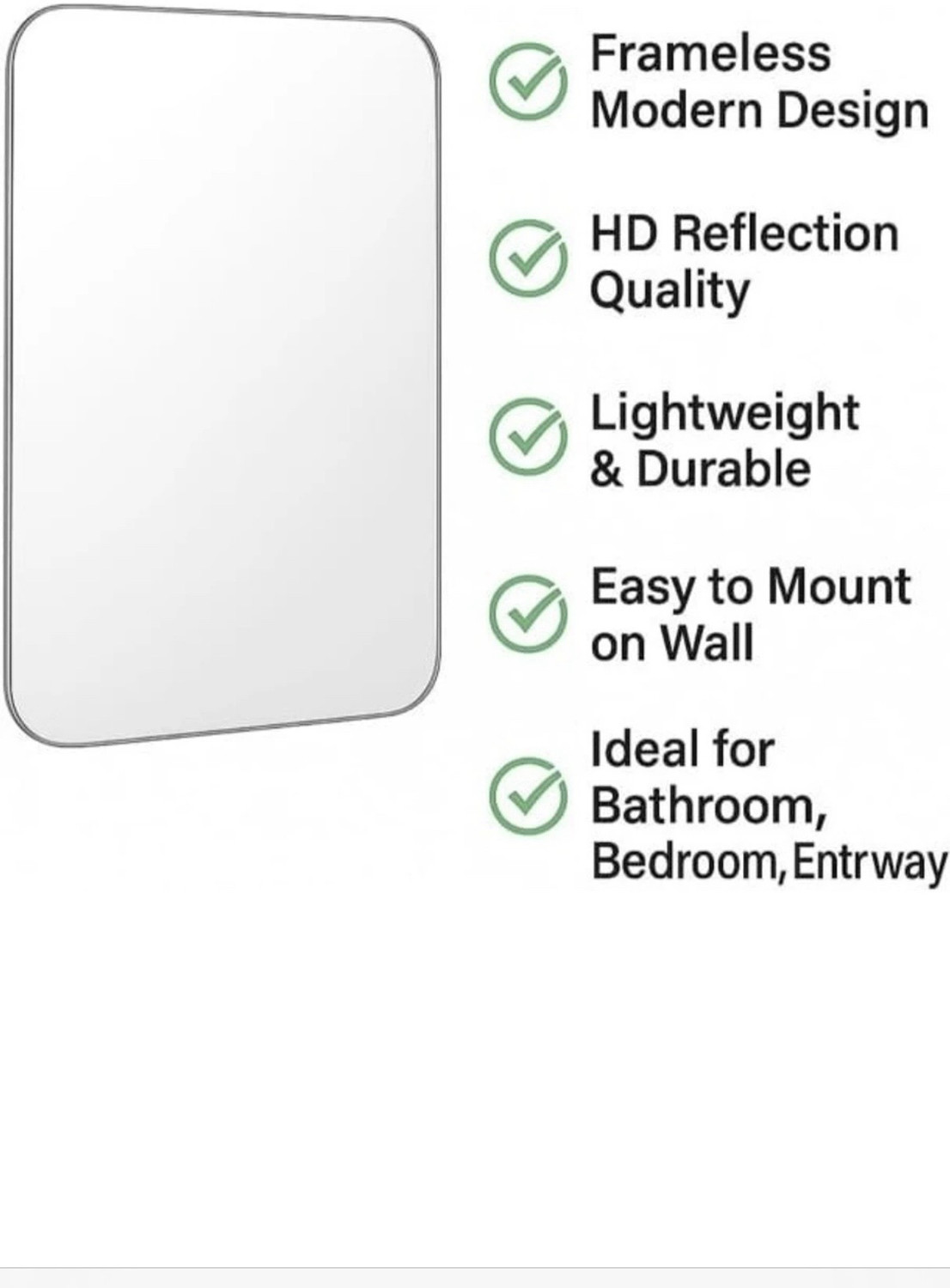 Image of SSworld 12'X18' Black-Bordered Bathroom Mirror Decorative Mirror