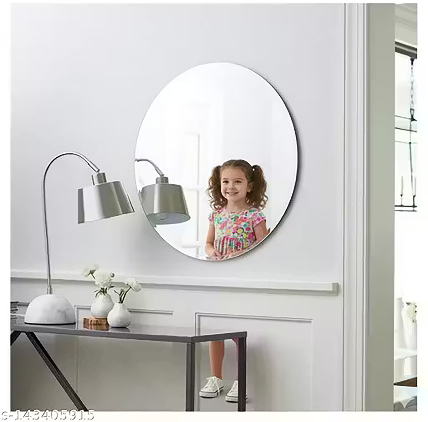 Image of SAINI DARPAN Classic Round Wall Mirror | Bathroom Vanity Mirror | Premium Glass Finish 12Inch Bathroom Mirror
