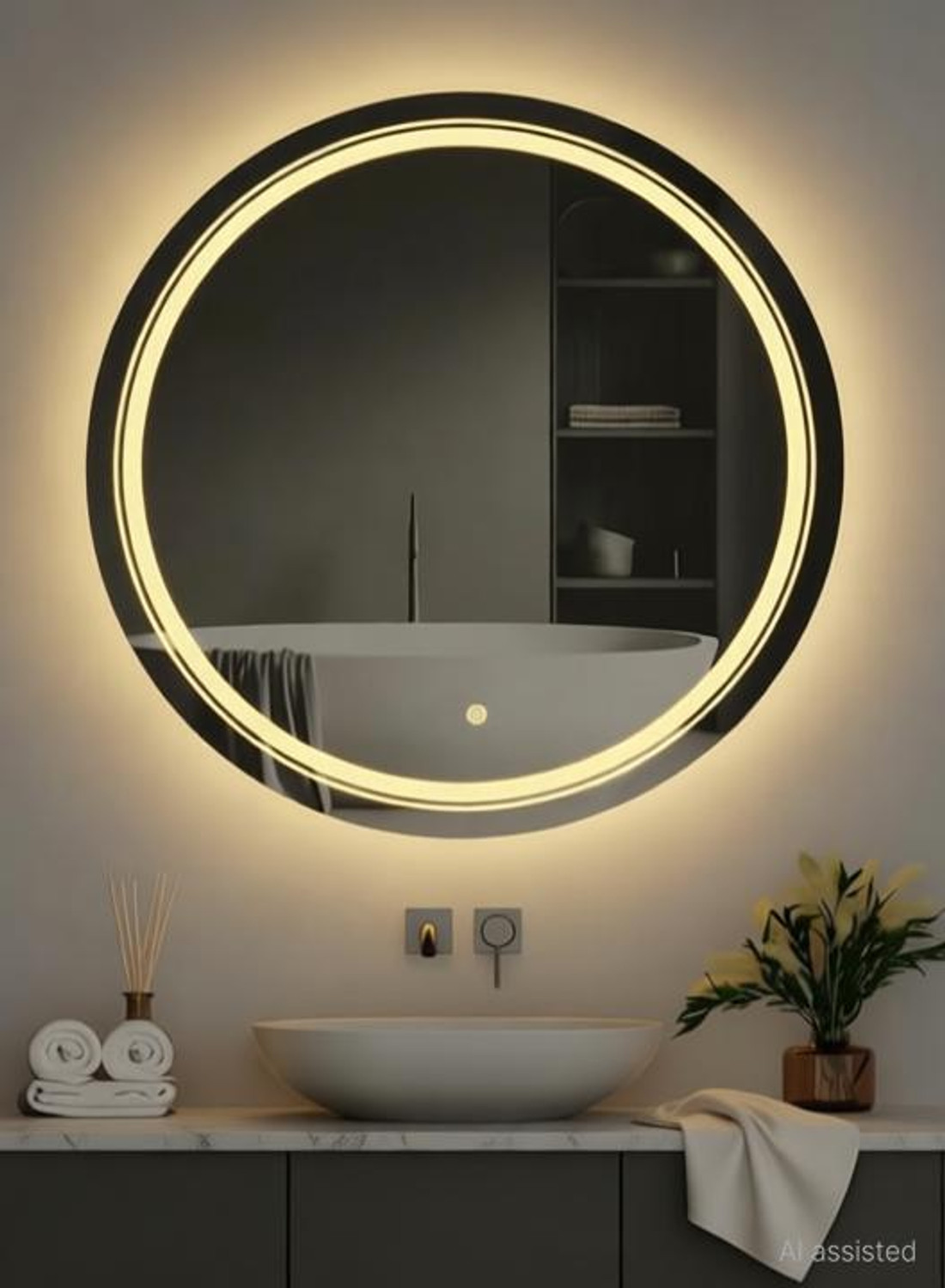 Image of Mofaro LED circular 18*18 Inch LED Wall MirrOR l1 Bathroom Mirror