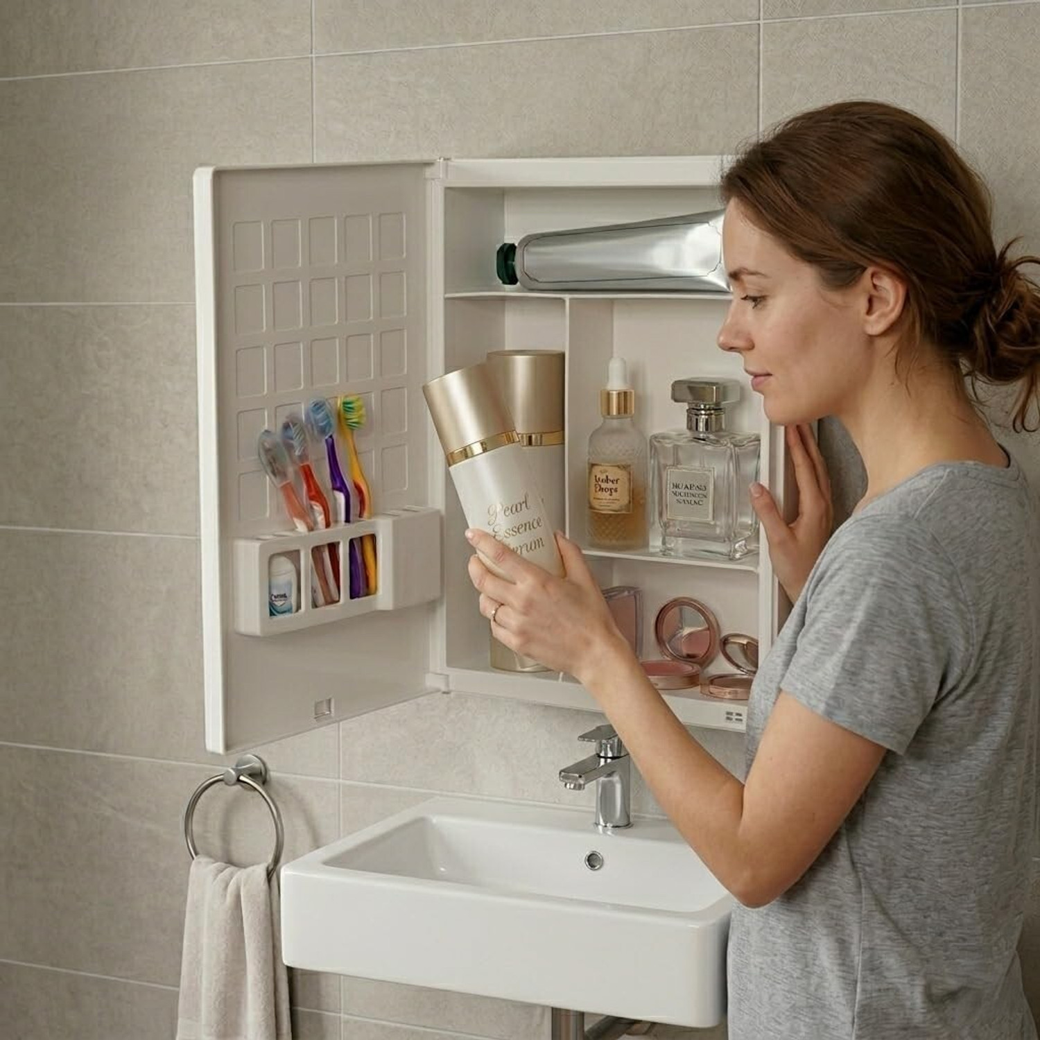 Image of CIPLA PLAST New Rich Look Mirror Cabinet For Bathroom Color White