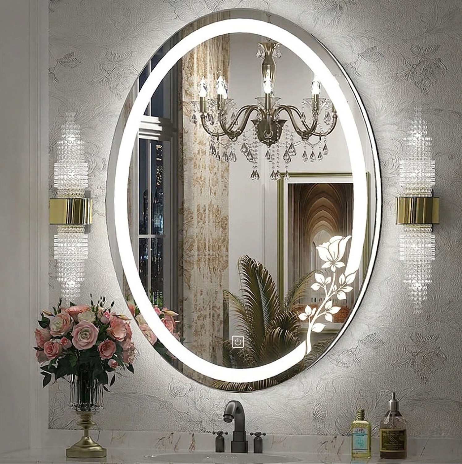 Image of ESSENZA 18x24 Smart LED Mirror with Touch Sensor 3 Colors Bathroom Mirror Wall Mirror Lighted Mirror