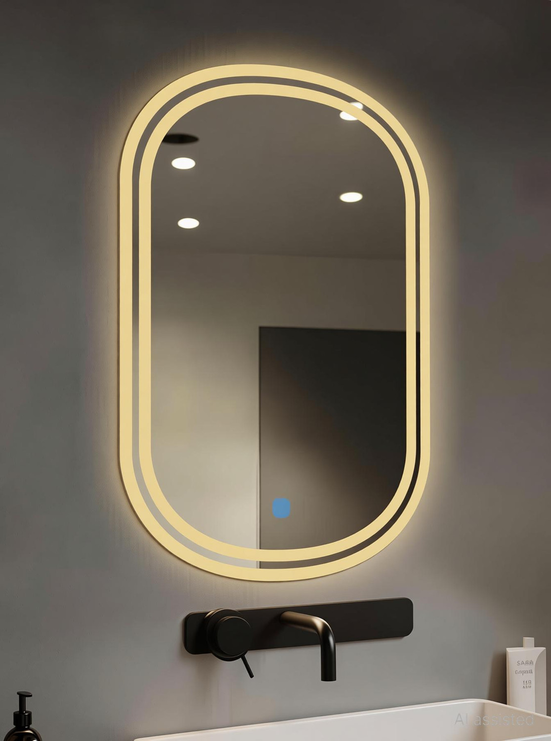Image of SANIF SHOP Capsul LED Mirror For Bathroom Size 18x24, Decorative Mirror with Lights Bathroom Mirror