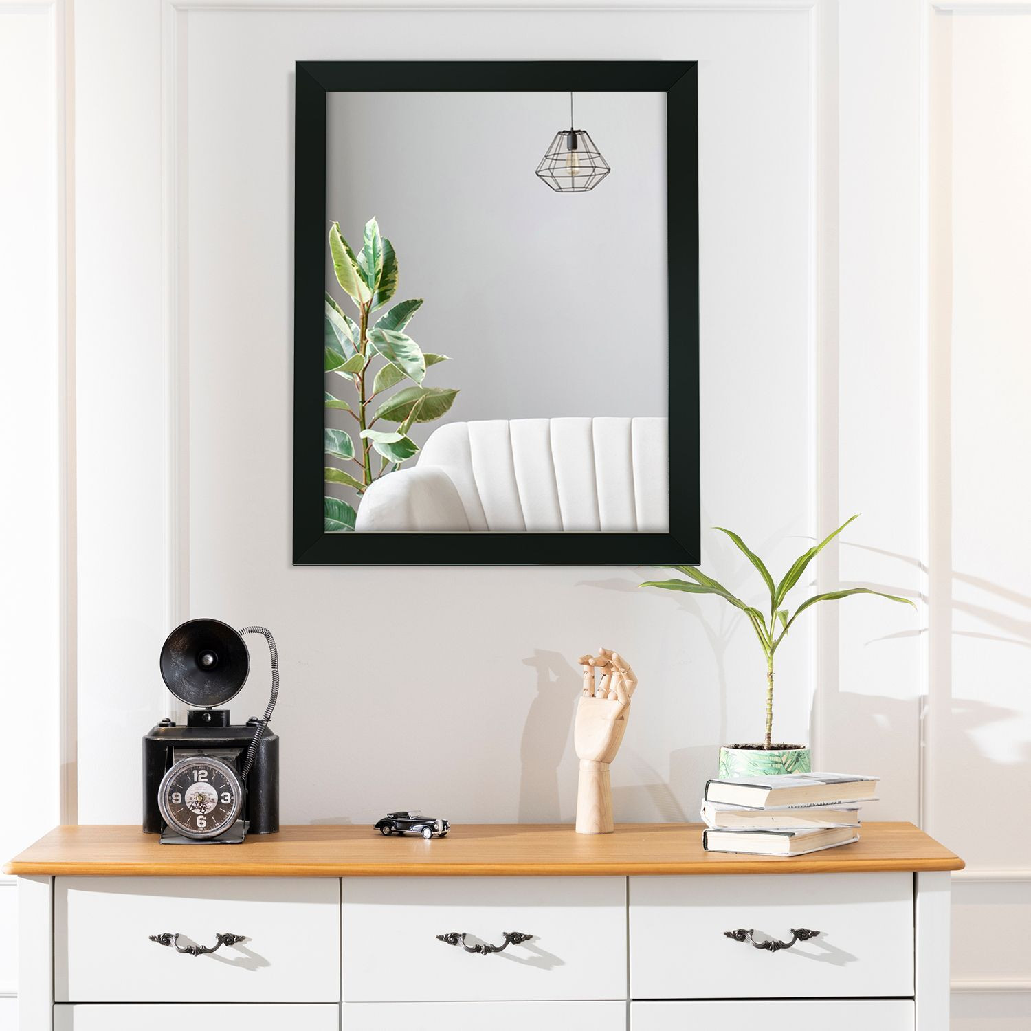 Image of BOSCO Exquisite Wall Mirror for Entryways, Living Room, Bedroom Black 41 X 51cm Decorative Mirror