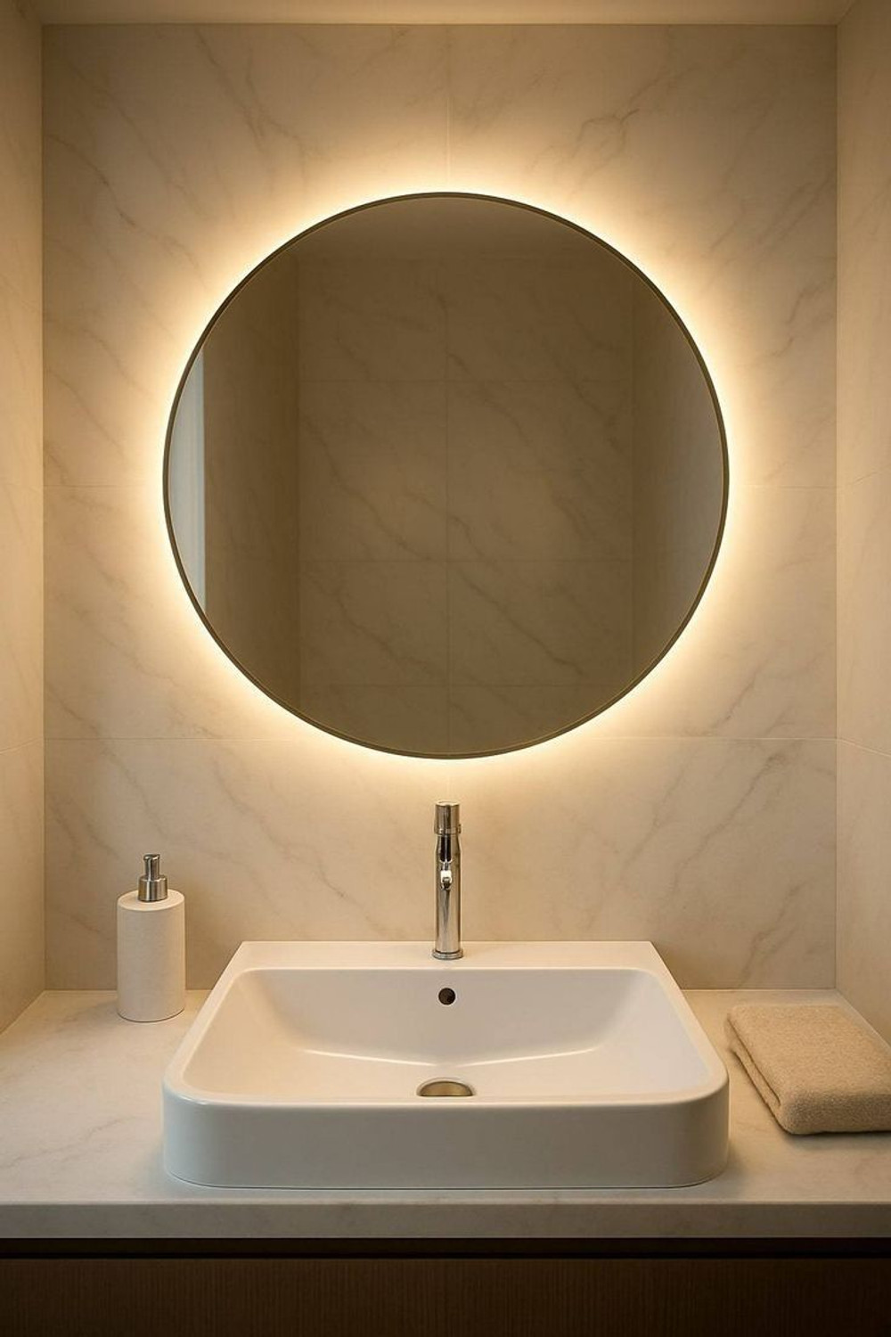 Image of GlassDarshan 24*24 Inch Led Mirror With Sencer. Lighted Mirror (Round)