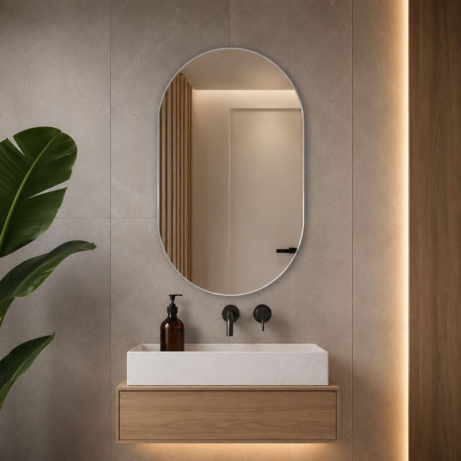 LUPPRA 12x18 Inches Frameless Capsule Wall Mirror - Image 5