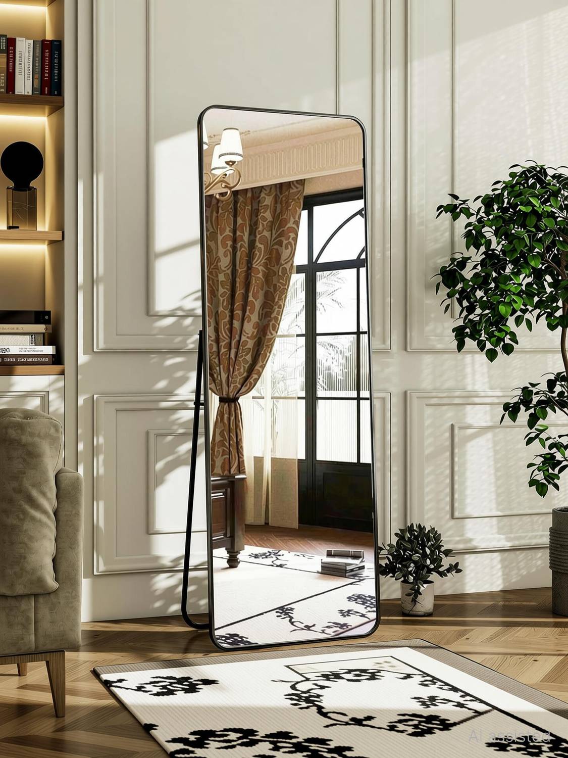ARTMENT Vista Arched Floor Black Frame Mirror 155 X 45 CM - Image 3
