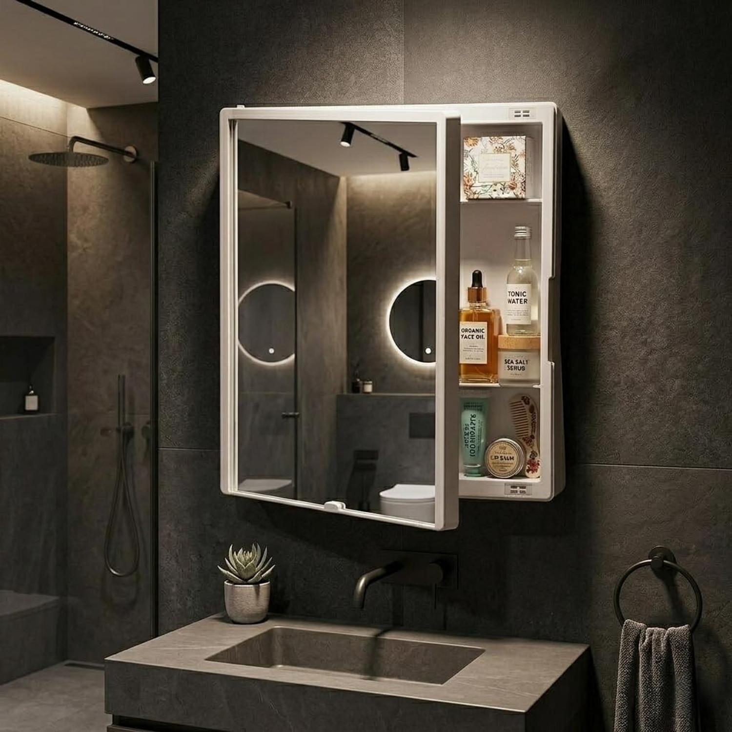 Image of CIPLA PLAST New Rich Look Mirror Cabinet For Bathroom Color White